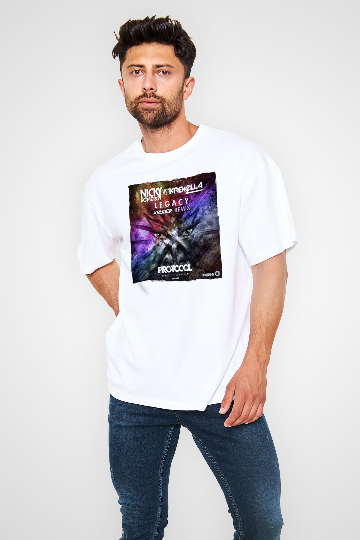 Nicky Romero Beyaz Oversize Tişört Oversize T-shirt - TişörtFabrikası
