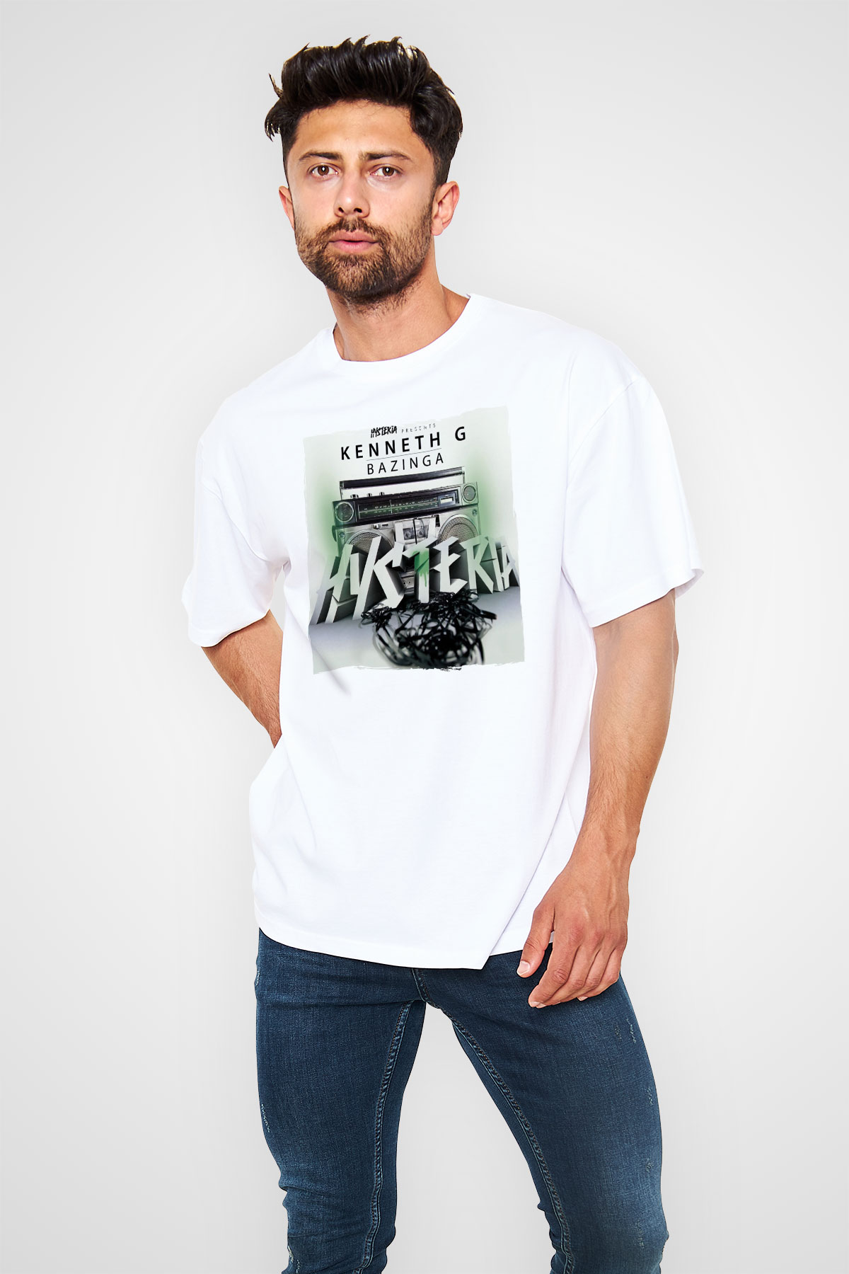 Nicky Romero Beyaz Oversize Tişört Oversize T-shirt - TişörtFabrikası