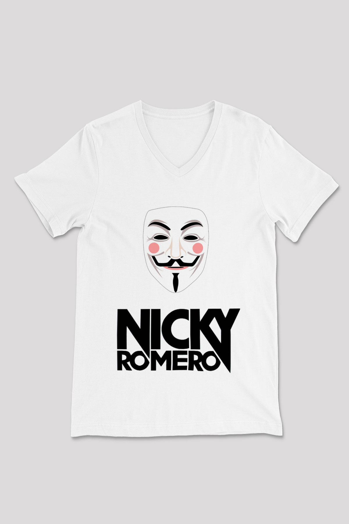 Nicky Romero Beyaz Unisex V Yaka Tişört T-Shirt