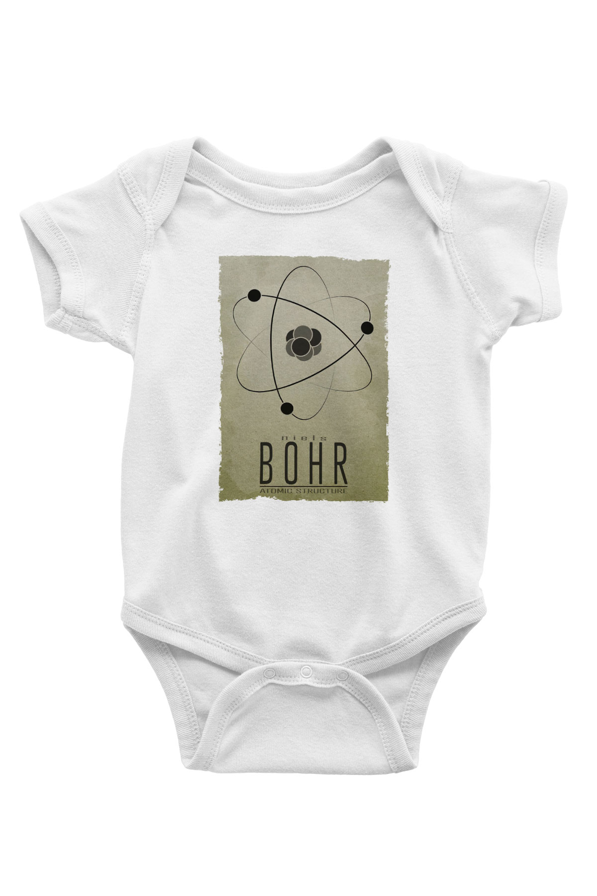 Niehls Bohr Atom Baskılı Beyaz Bebek Body - Zıbın