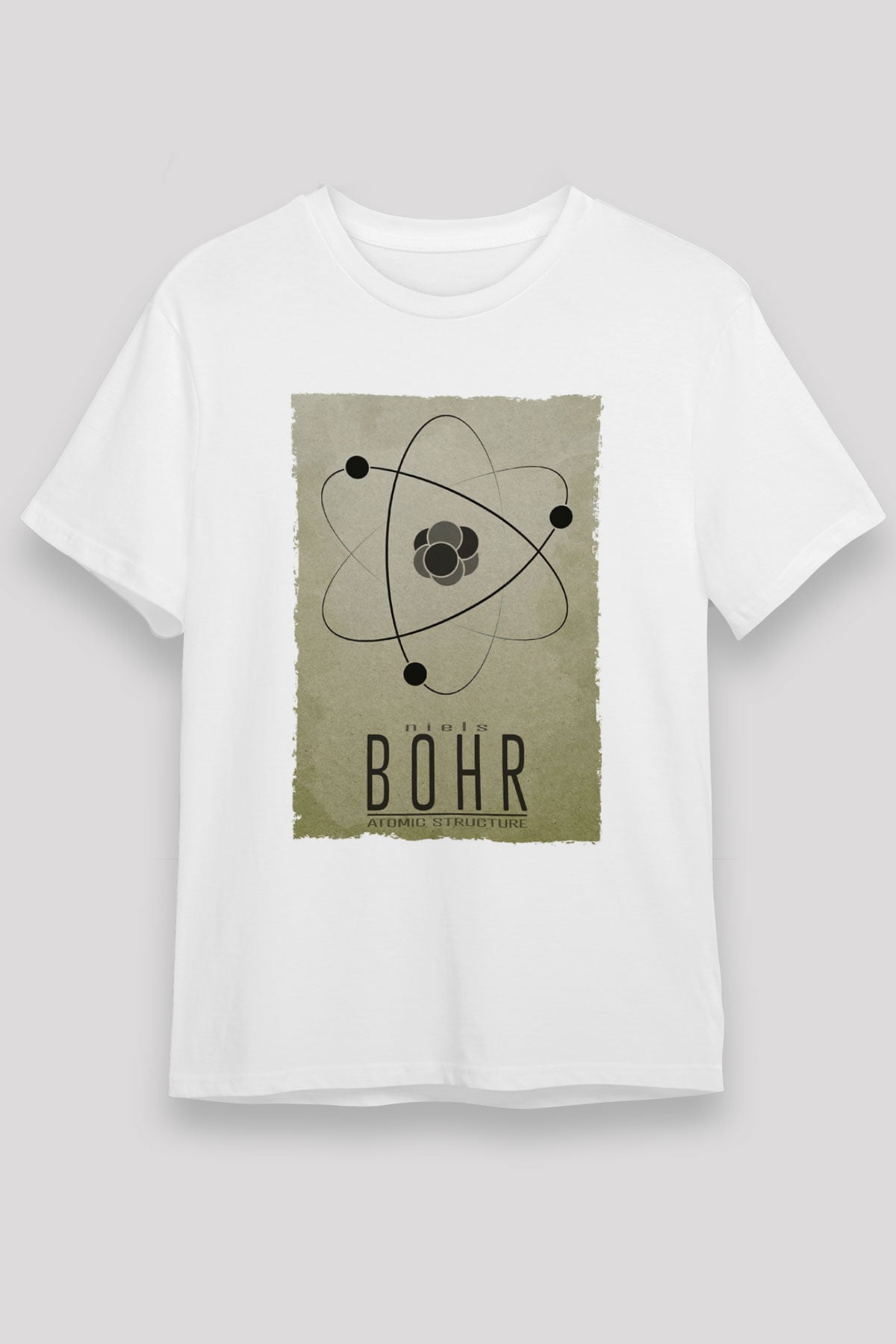 Niehls Bohr Atom Baskılı Unisex Beyaz Tişört - Tshirt