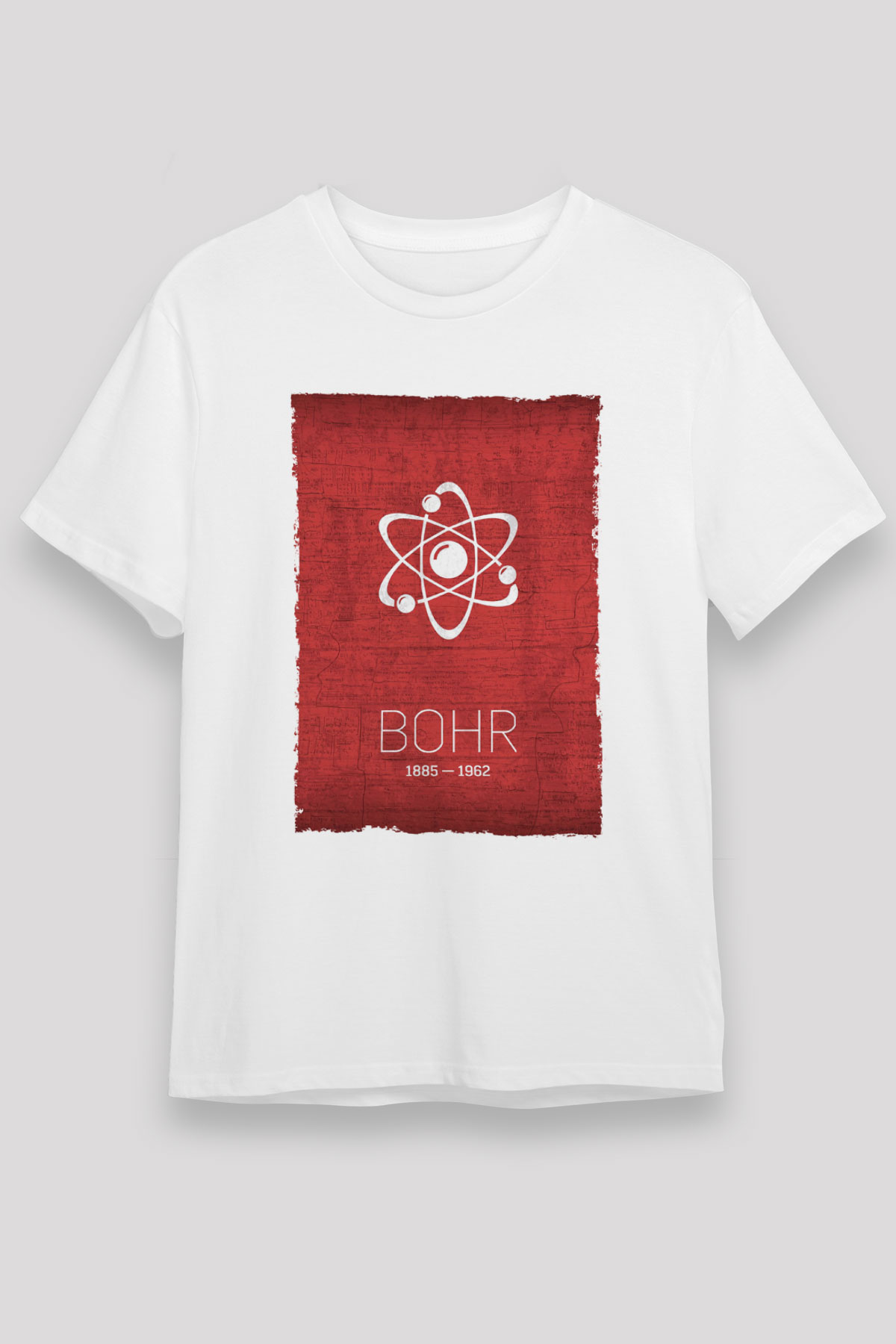 Niels Bohr Atom Modeli Baskılı Unisex Beyaz Tişört - Tshirt