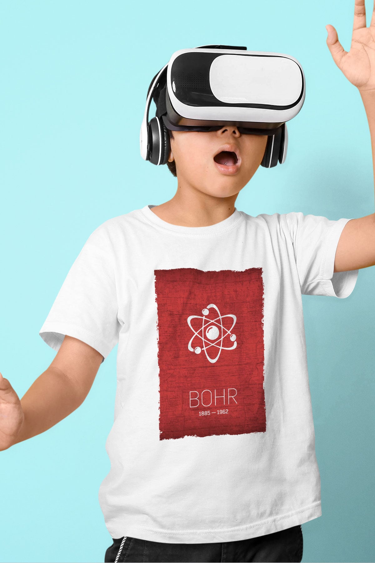 Niels Bohr Atom Modeli Baskılı Unisex Beyaz Çocuk Tişörtü - Tshirt