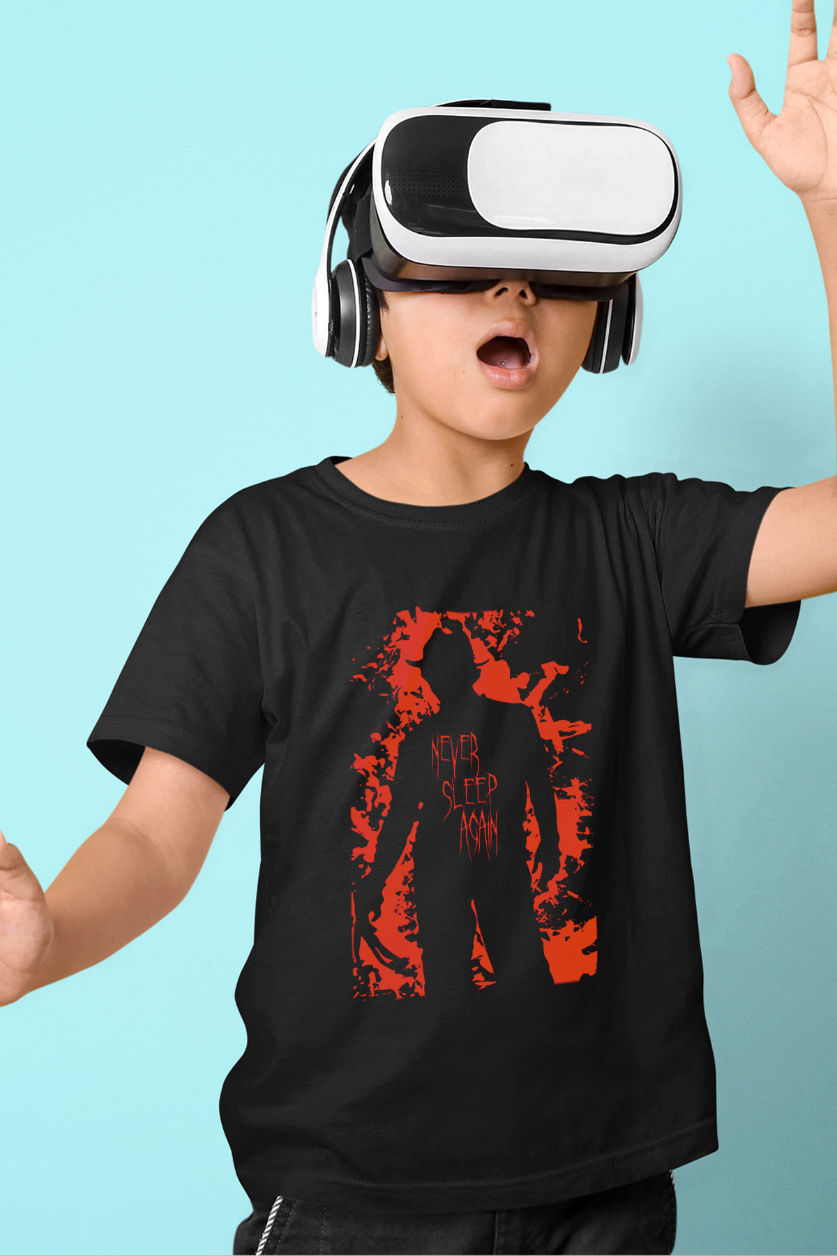 Nightmare on Elm Street Elm Sokağı Baskılı Siyah Unisex Çocuk Tişört
