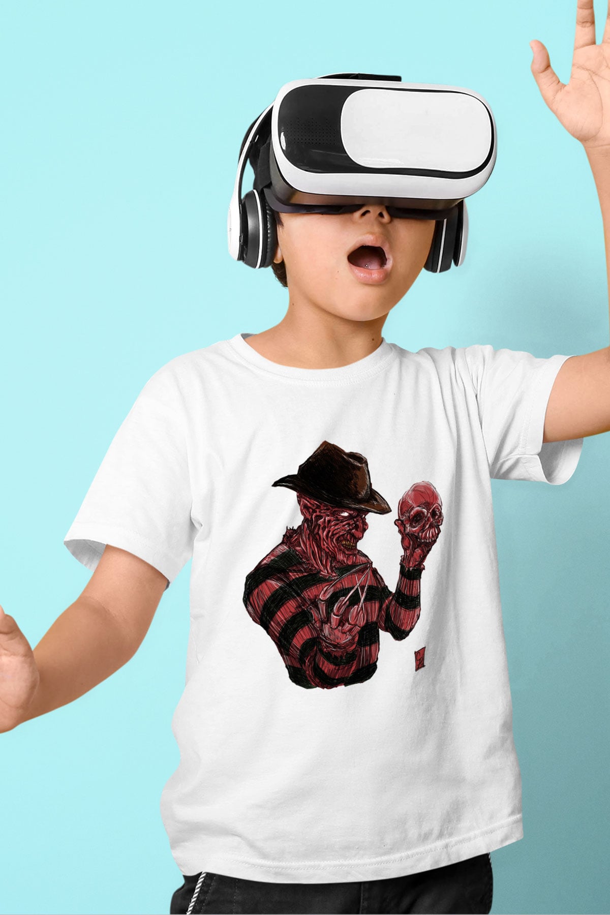 Nightmare on Elm Street Elm Sokağı Baskılı Beyaz Unisex Çocuk Tişört