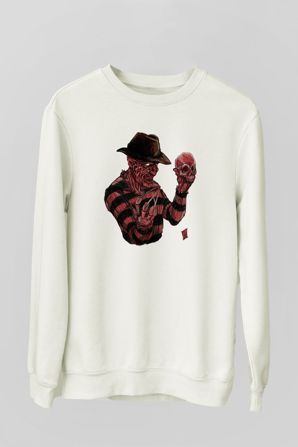 Nightmare on Elm Street Elm Sokağı Beyaz Unisex Sweatshirt