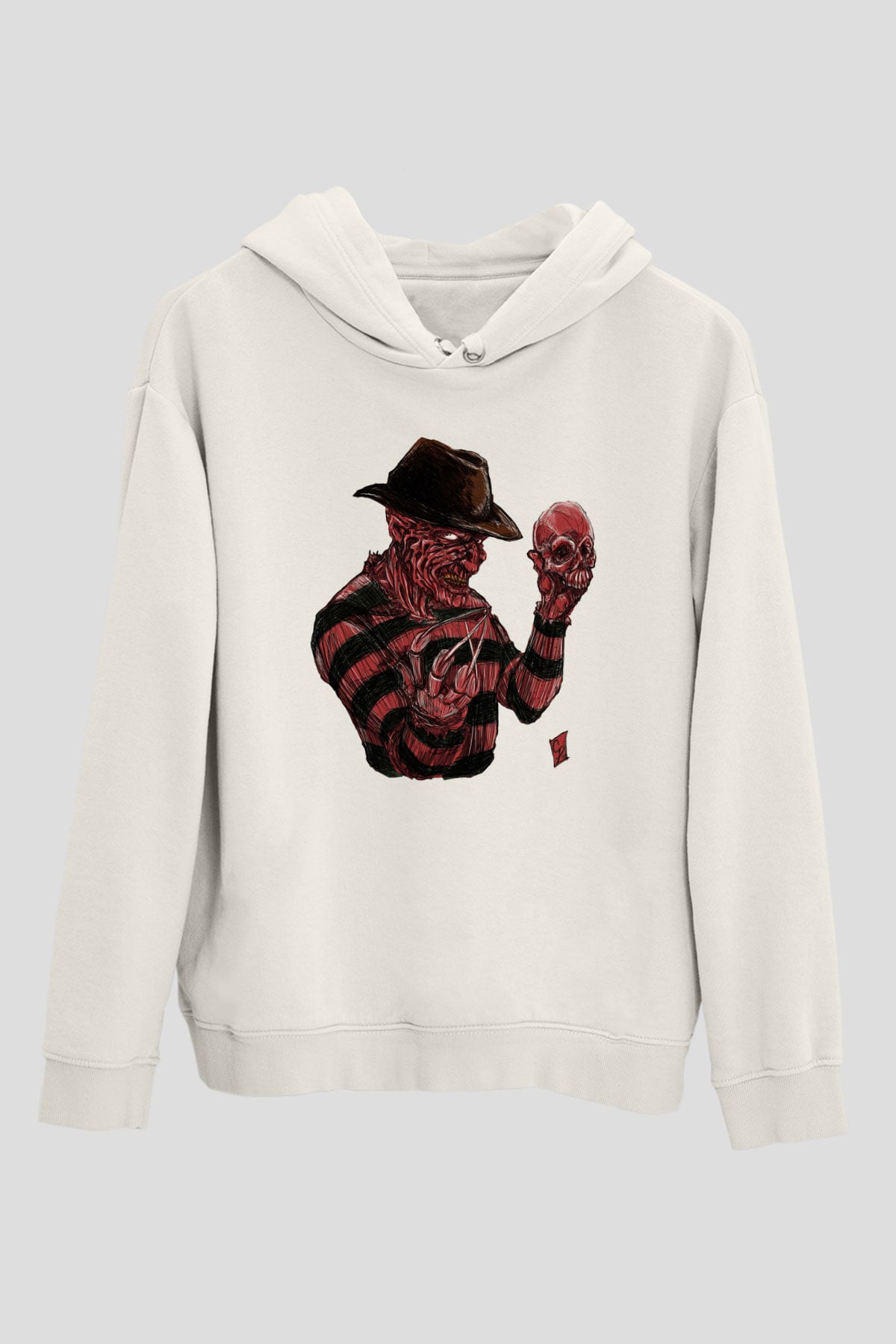 Nightmare on Elm Street Elm Sokağı Beyaz Unisex Kapşonlu Sweatshirt
