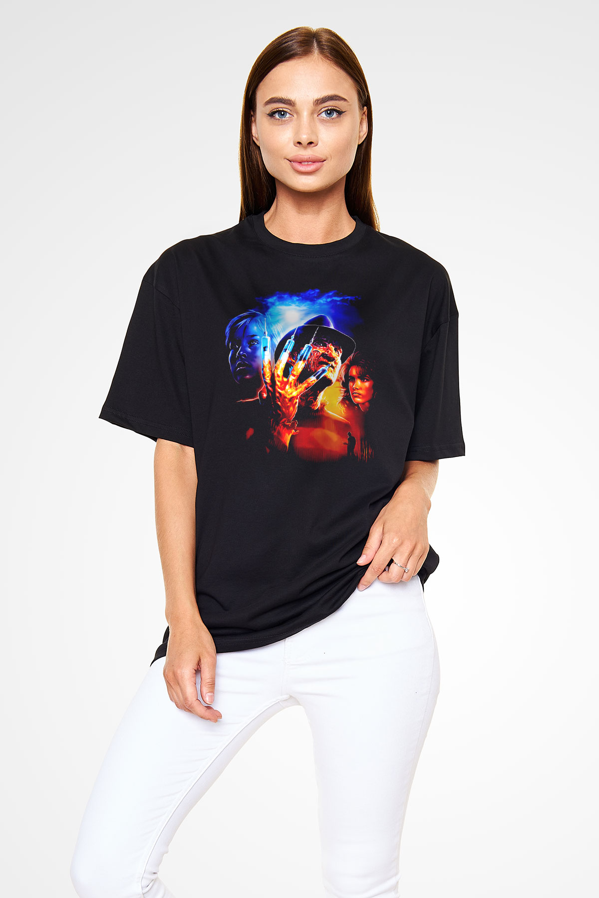 Nightmare on Elm Street Elm Sokağı Siyah Oversize Tişört