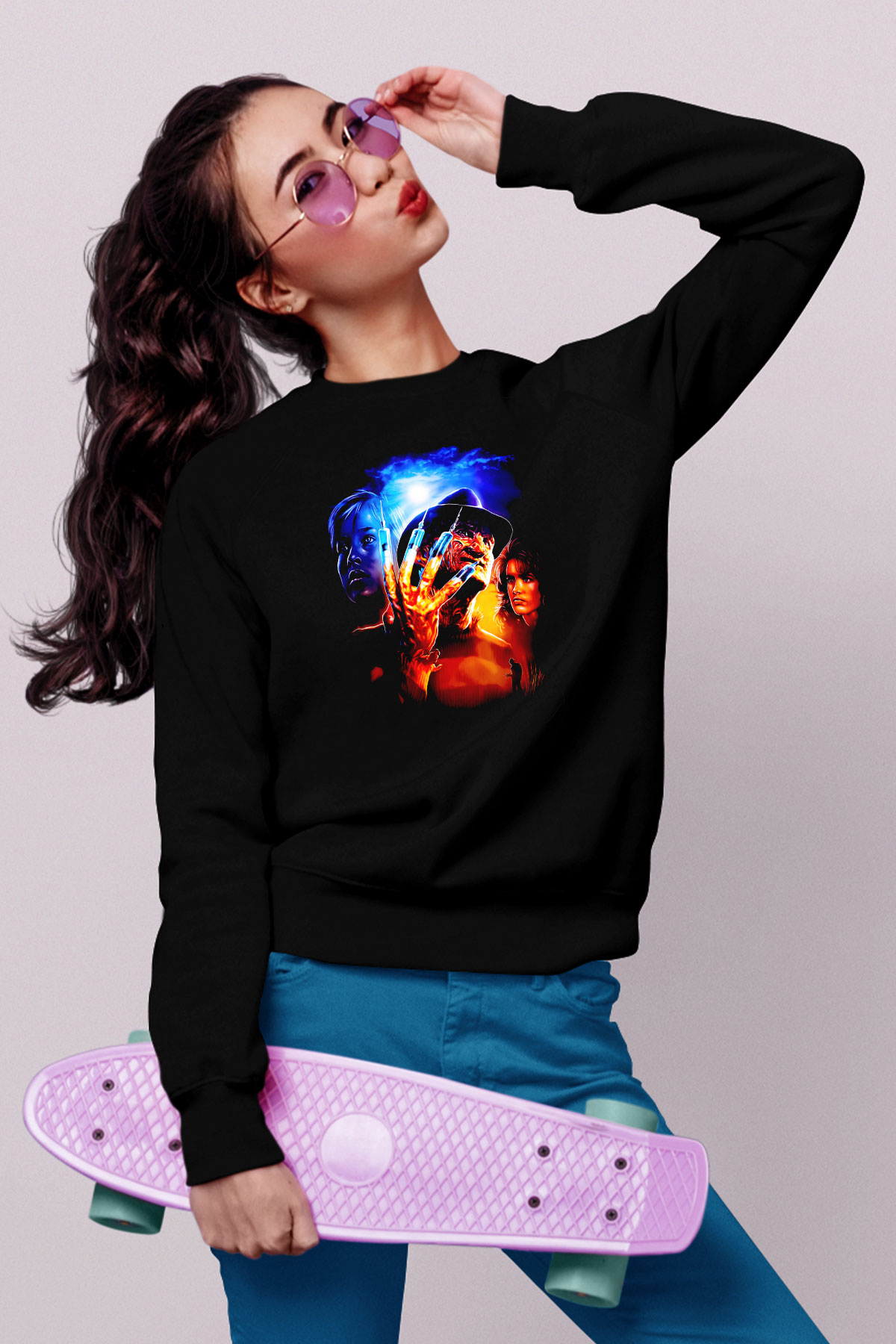 Nightmare on Elm Street Elm Sokağı Siyah Unisex  Sweatshirt