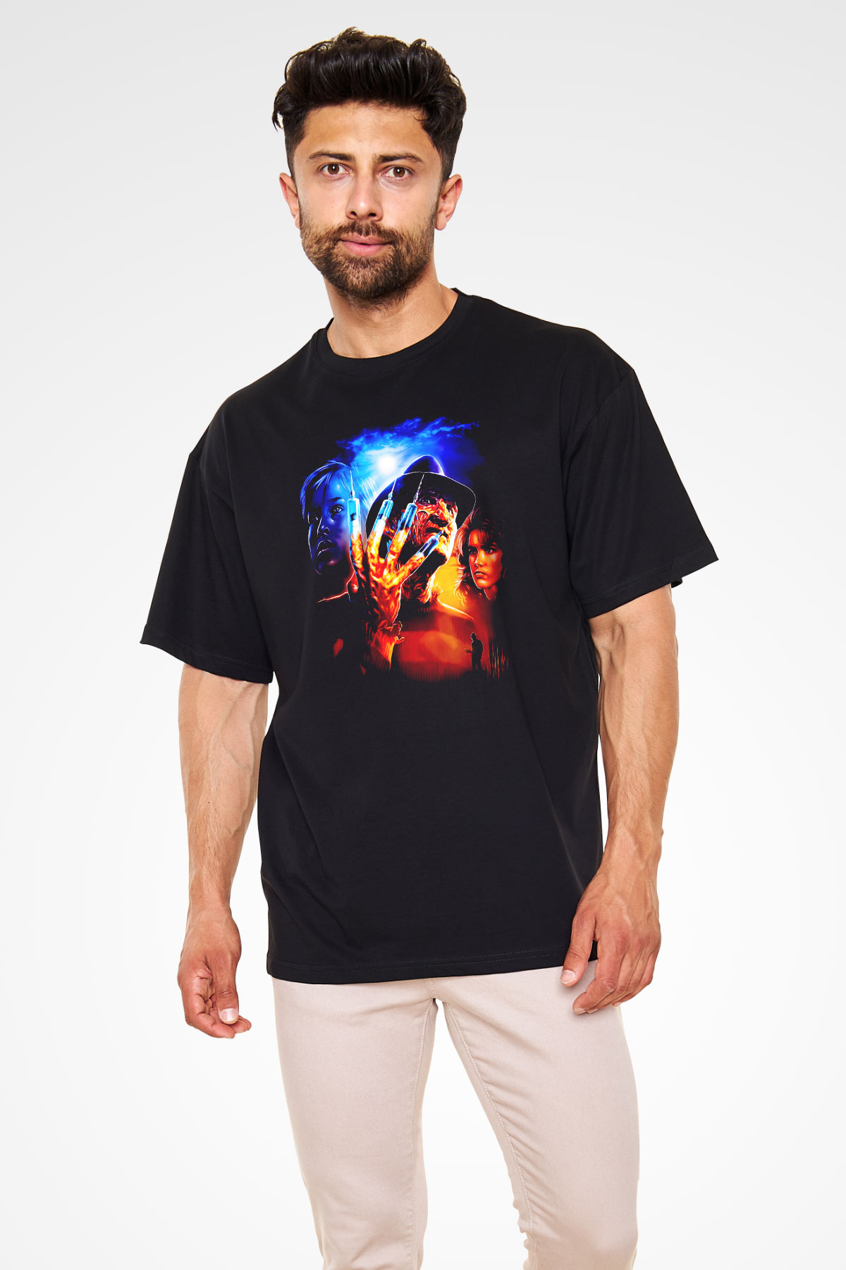 Nightmare on Elm Street Elm Sokağı Siyah Oversize Tişört