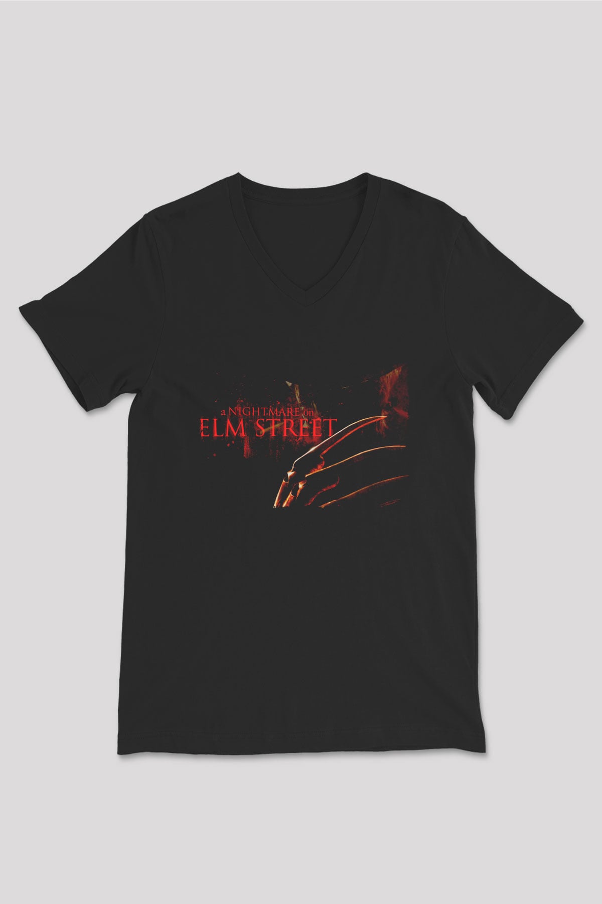 Nightmare on Elm Street Elm Sokağı Siyah Unisex  V Yaka Tişört