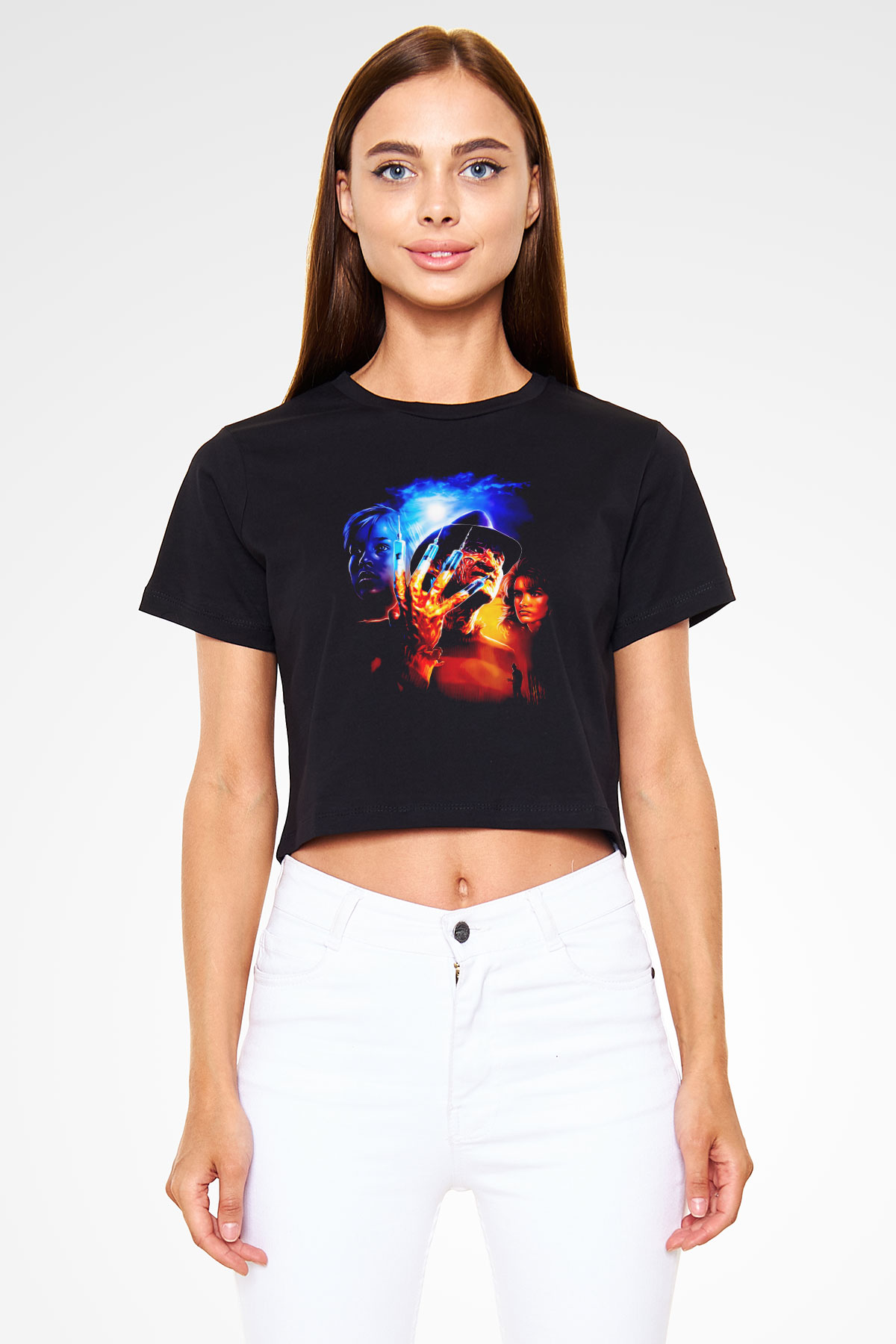 Nightmare on Elm Street Elm Sokağı Siyah   Crop Top Tişört