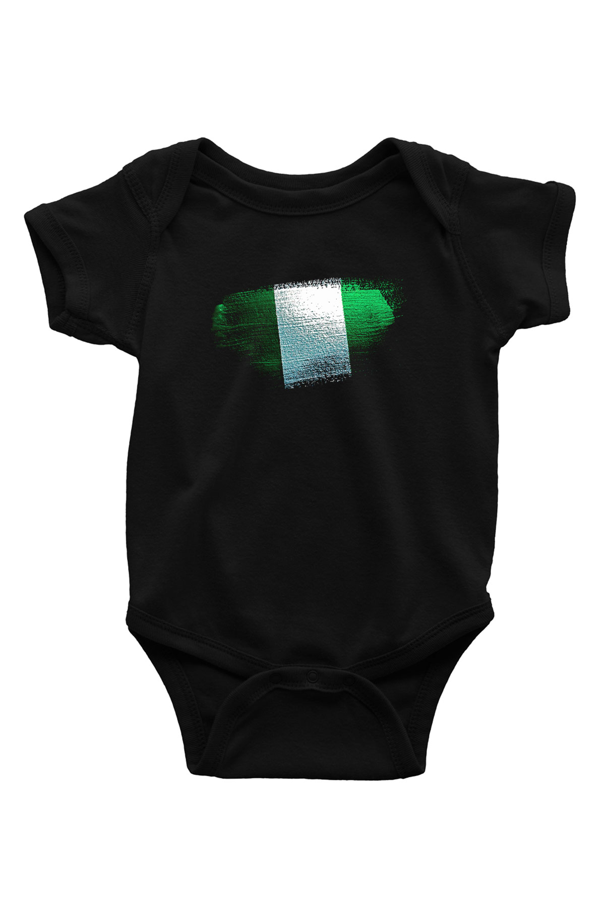 Nijerya - Nigeria Bayrağı Baskılı Unisex Siyah Bebek Body - Zıbın