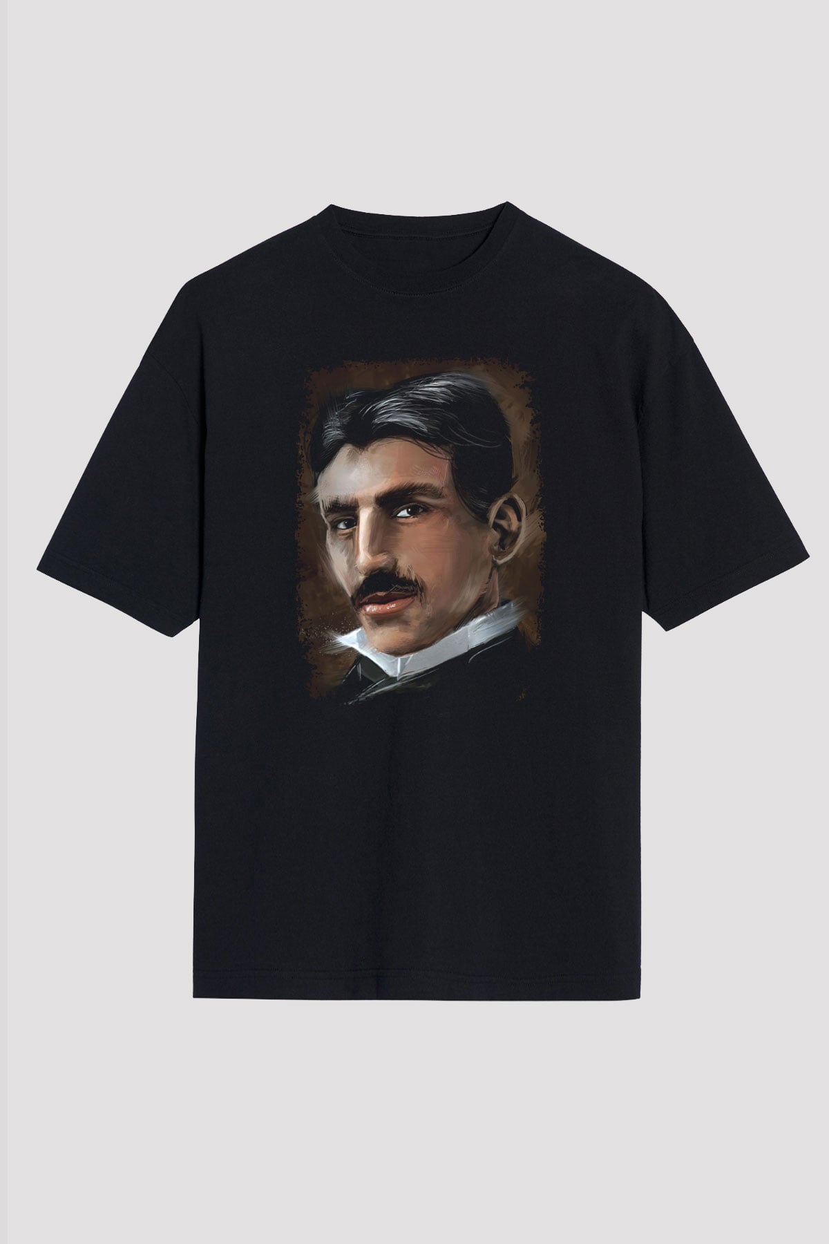Nikola Tesla Baskılı Unisex Oversize Tişört - Tshirt