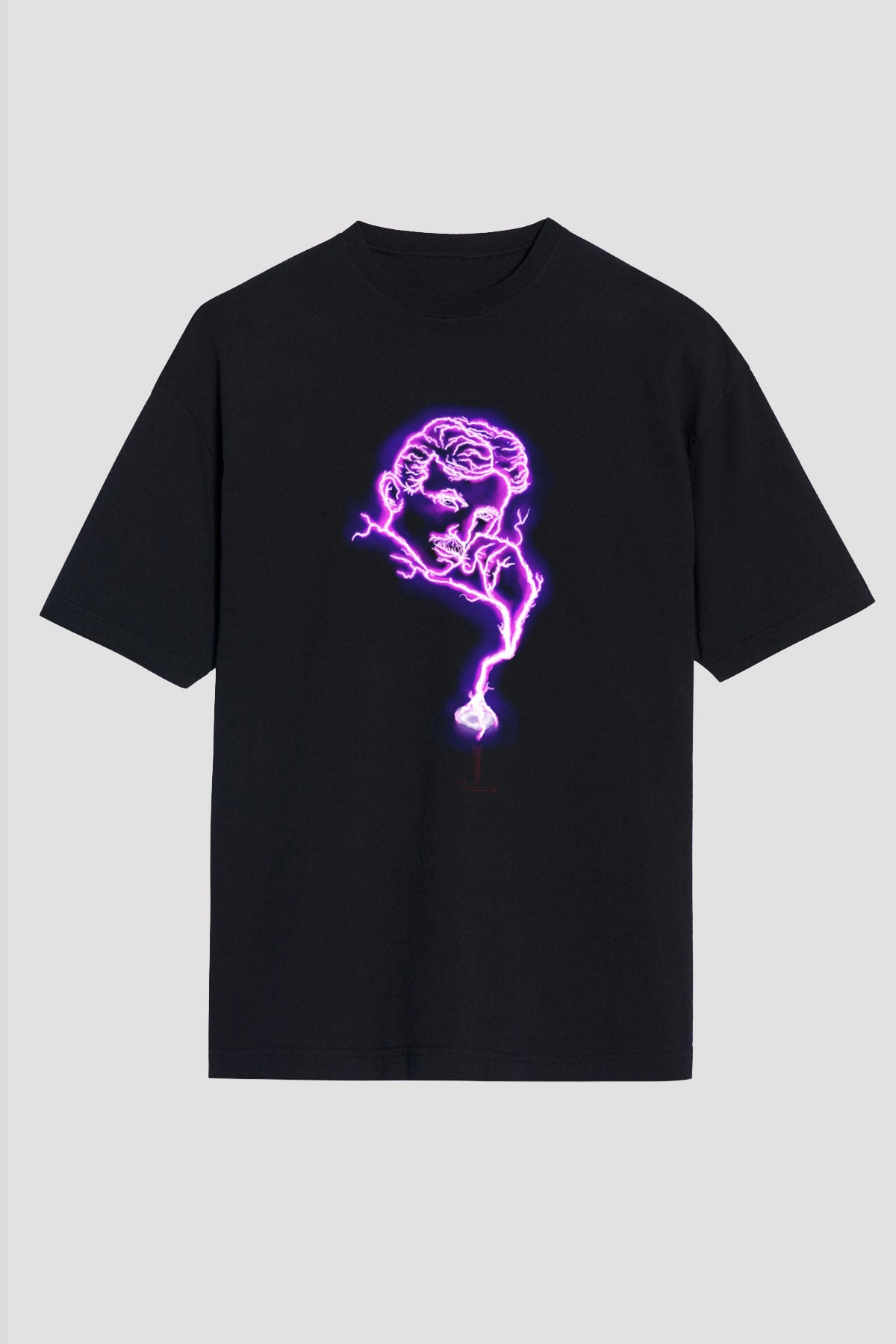 Nikola Tesla Elektrik Baskılı Unisex Siyah Oversize Tişört