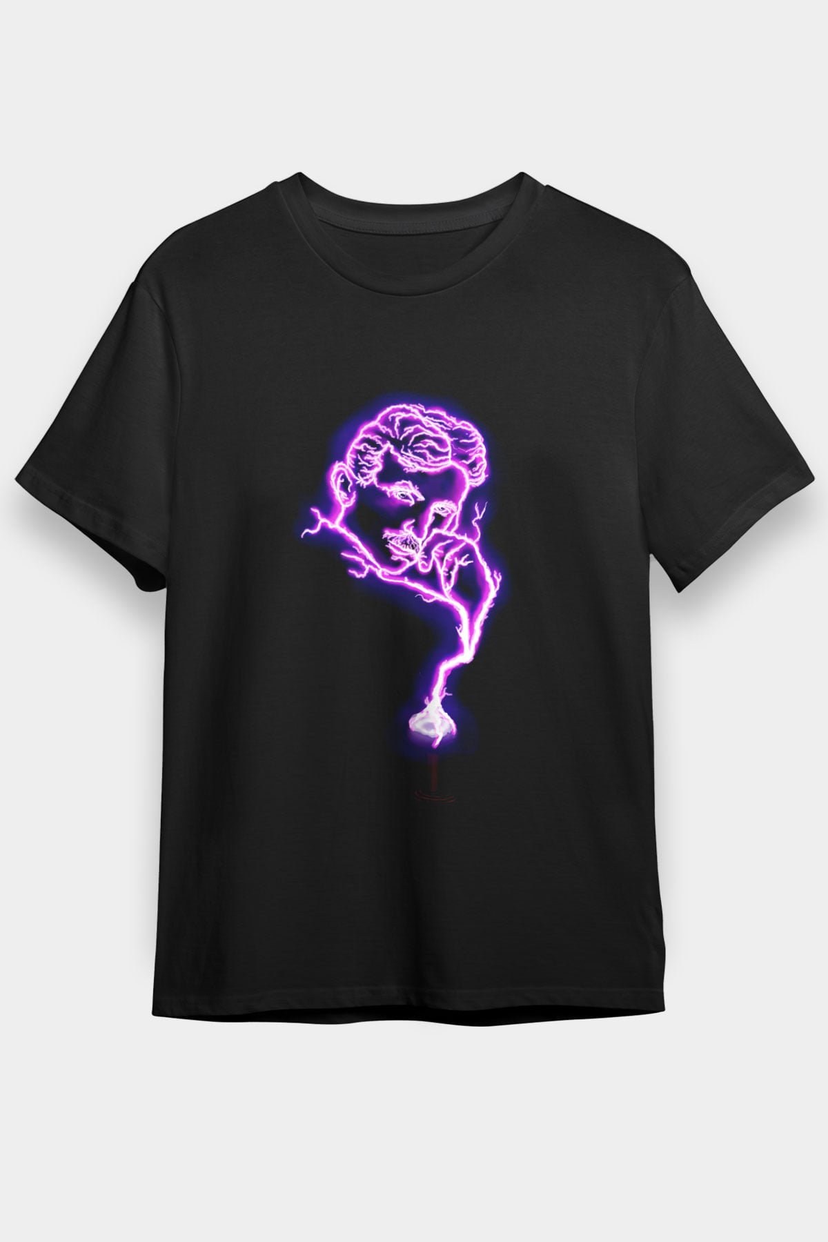 Nikola Tesla Elektrik Baskılı Unisex Siyah Tişört