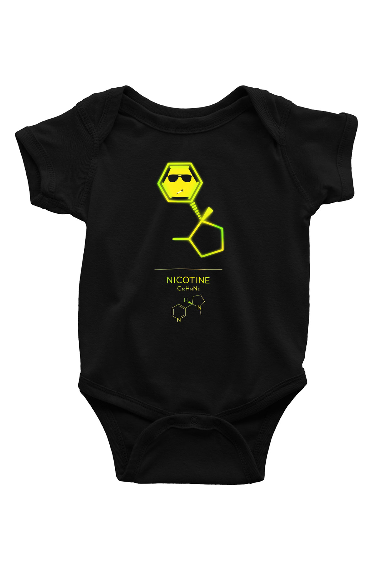 Nikotin Baskılı Unisex  Siyah Bebek Body - Zıbın