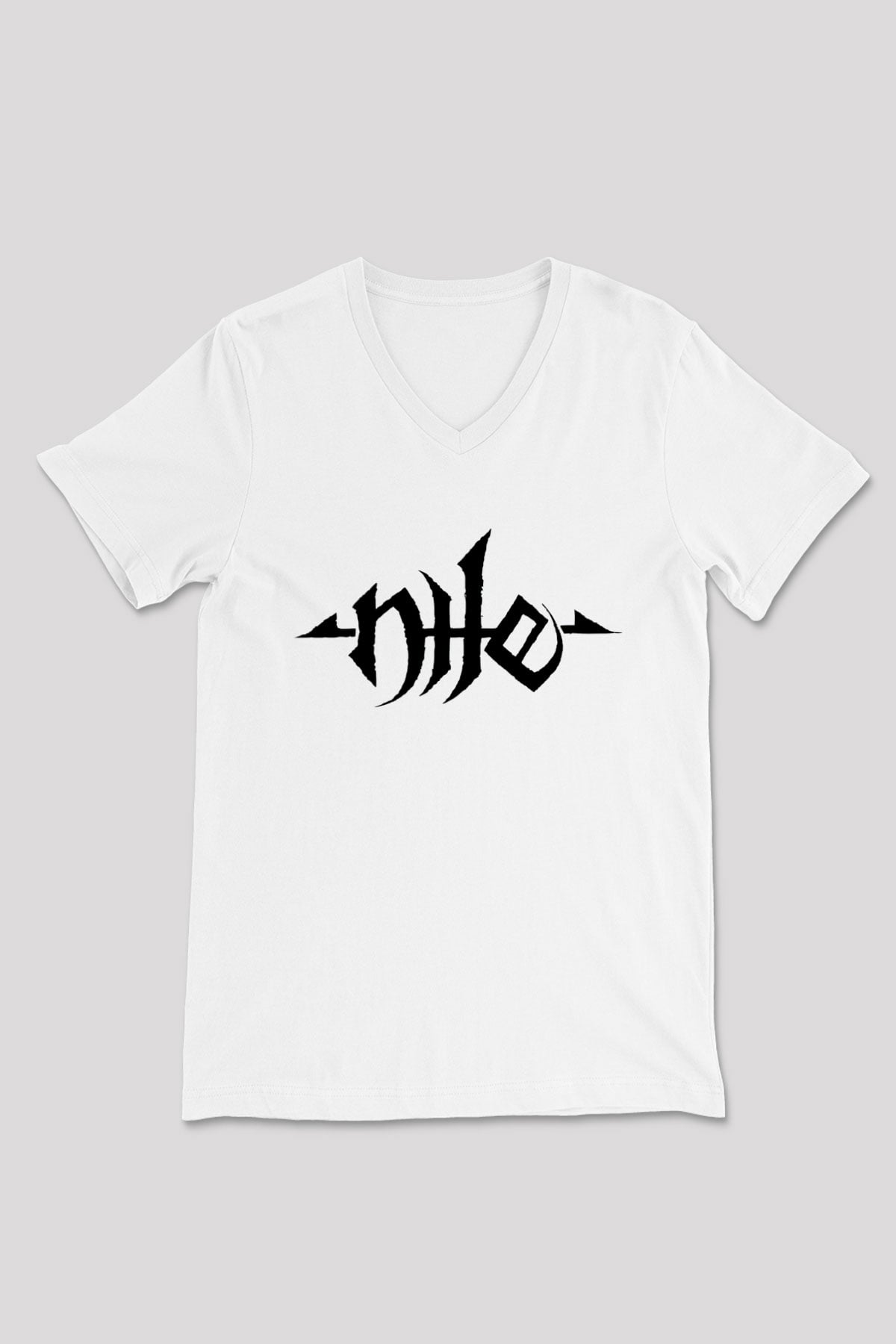Nile Beyaz Unisex V Yaka Tişört T-Shirt