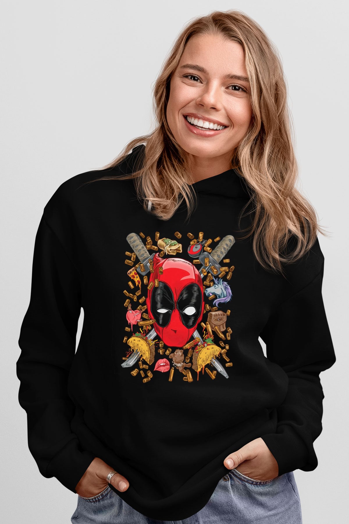 Ninja DeadpoolSiyah  Unisex Hoodie