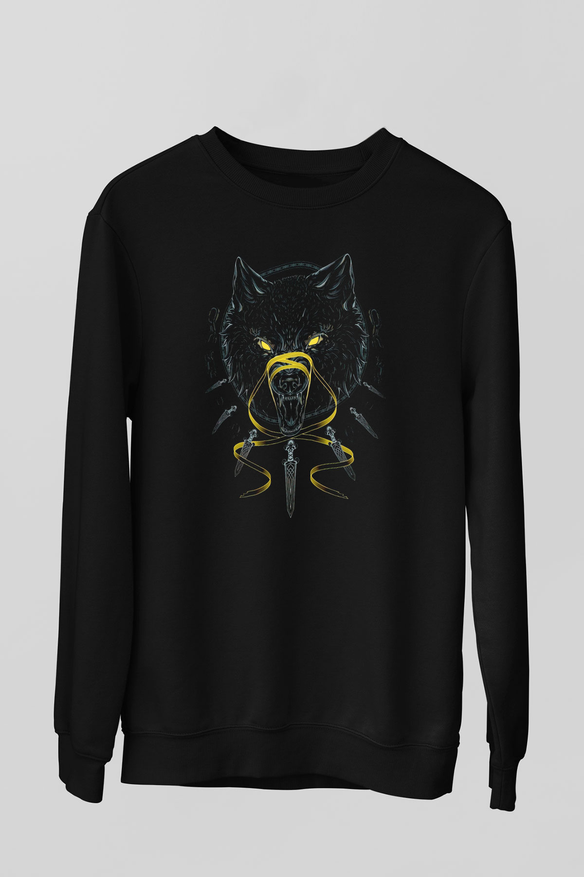 Ninja Kurt Baskılı Unisex Siyah  Sweatshirt