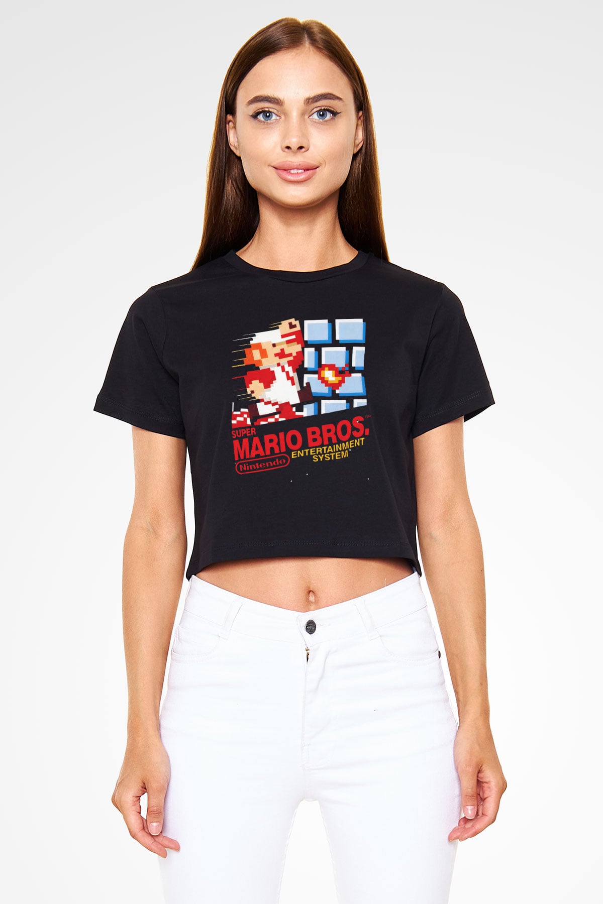 Nintendo Siyah  Crop Top Tişört