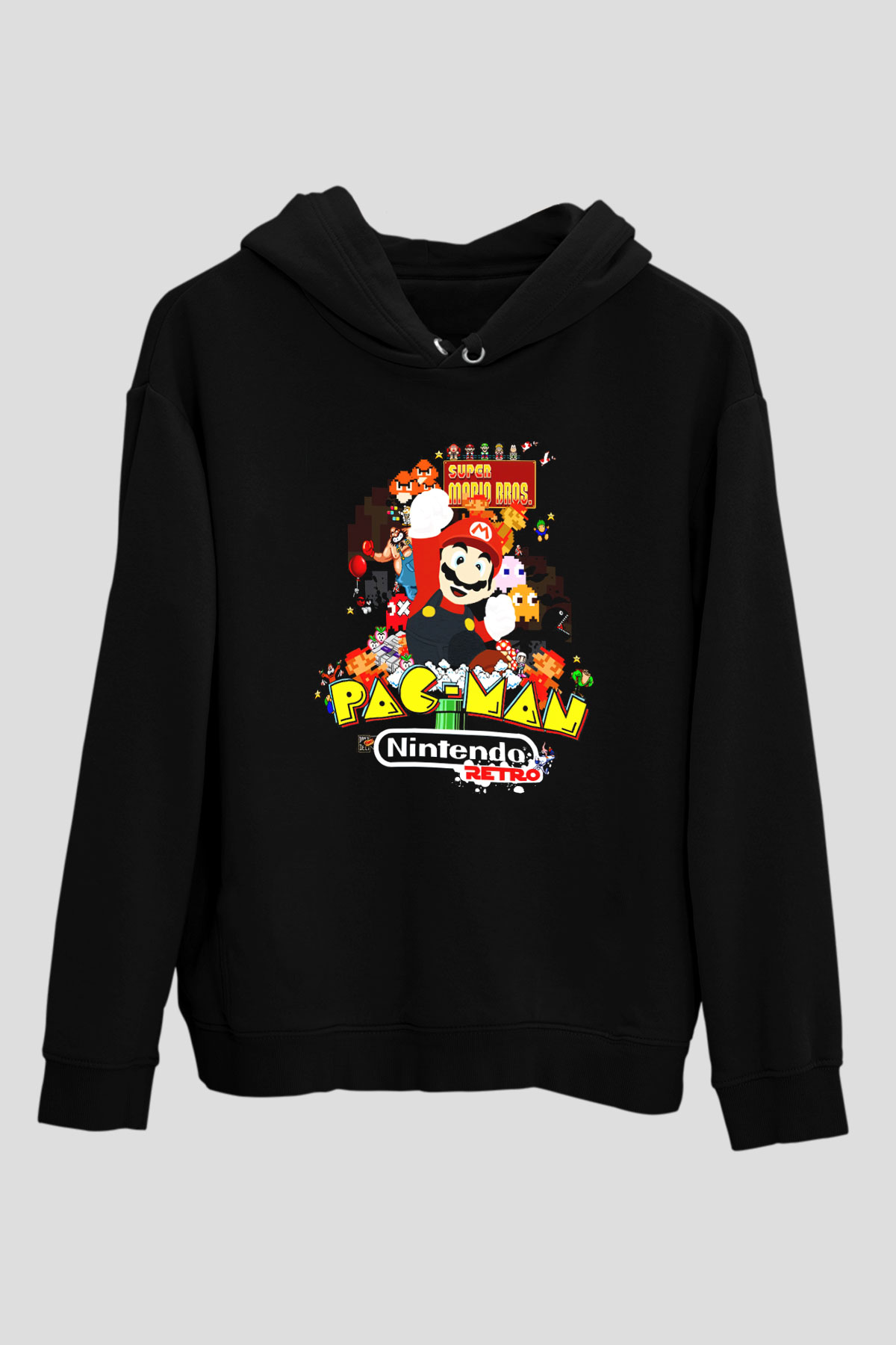 Nintendo Siyah Unisex Kapüşonlu Sweatshirt