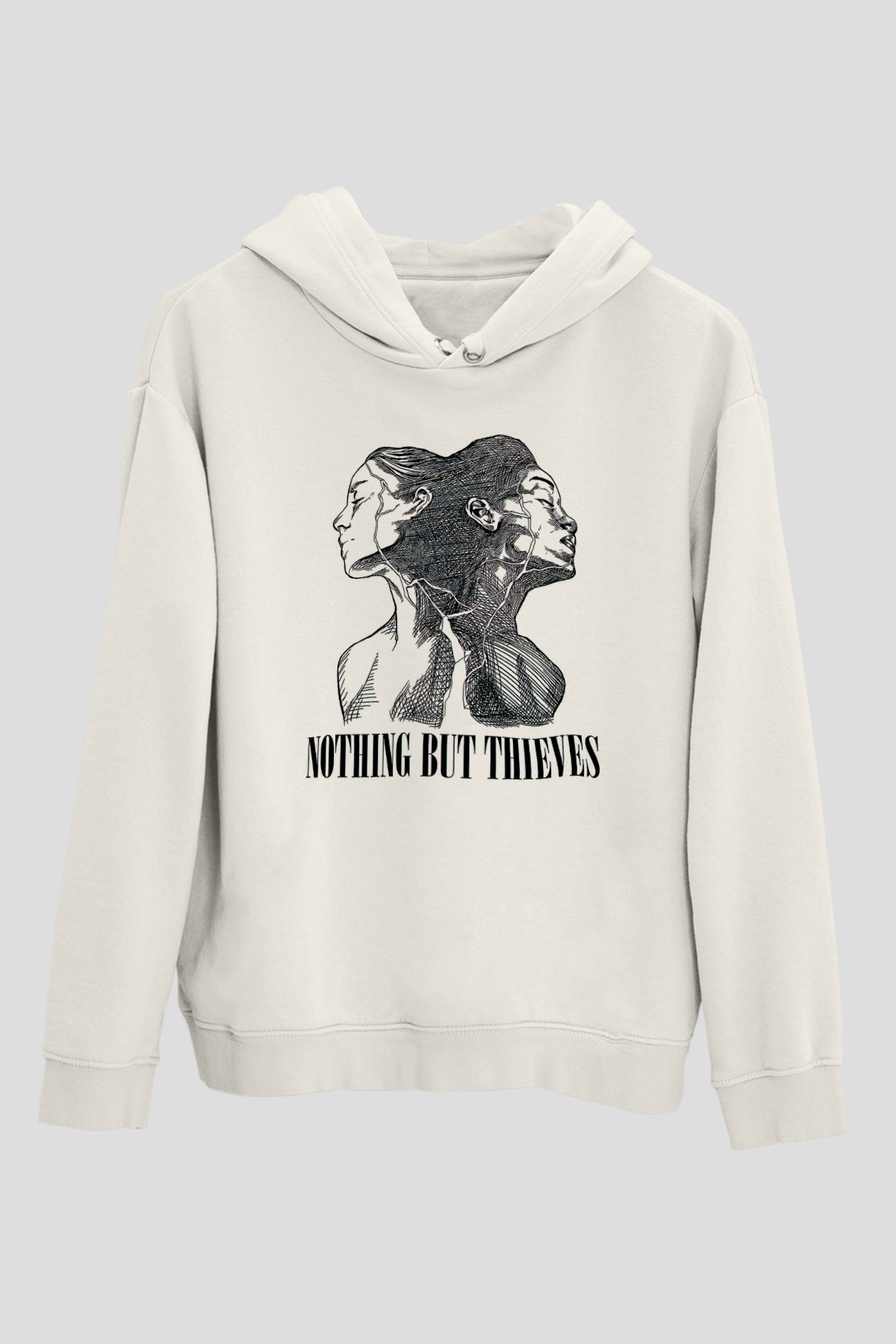 Nocturnal Depression Baskılı Beyaz Unisex Kapüşonlu Sweatshirt