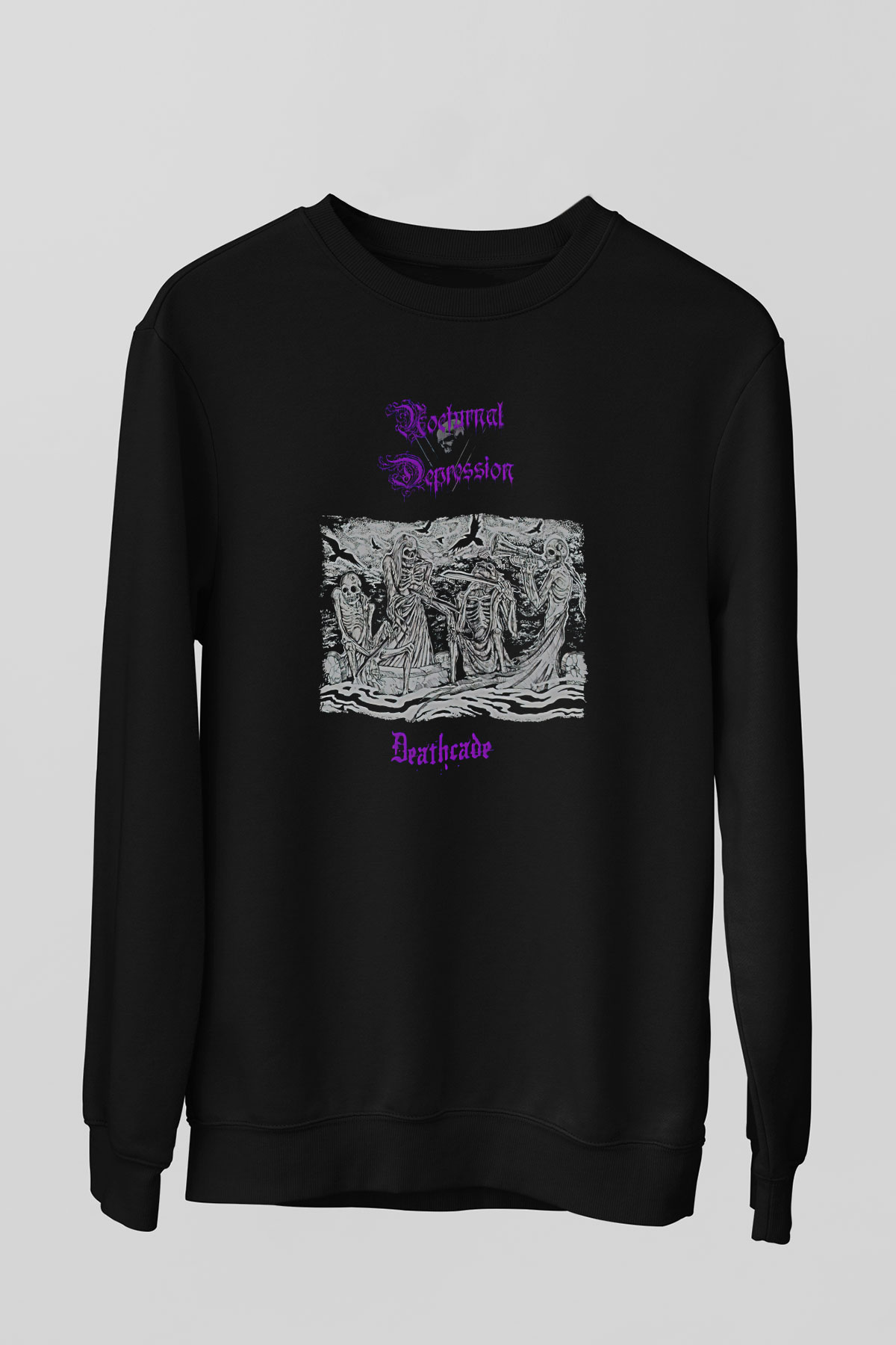 Nocturnal Depression Baskılı Unisex Siyah Sweatshirt
