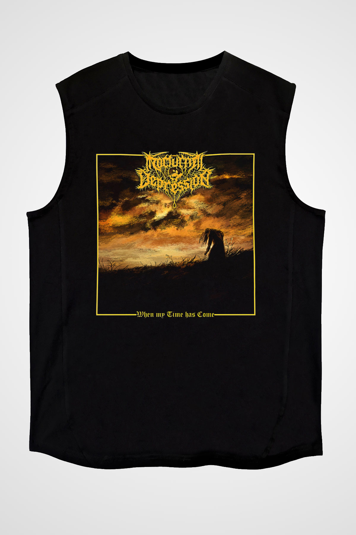 Nocturnal Depression Baskılı Unisex Siyah Kolsuz Tişört - Tshirt
