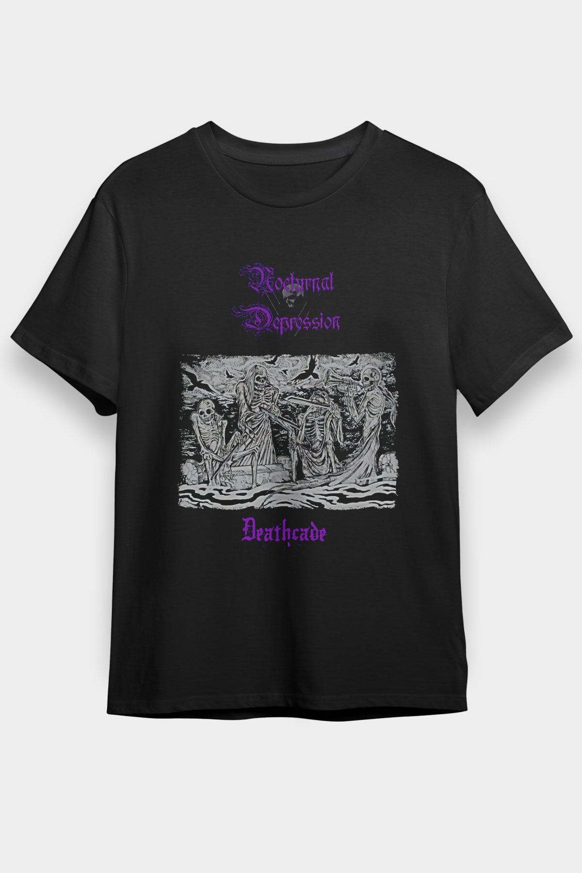 Nocturnal Depression Baskılı Unisex Siyah Tişört - Tshirt