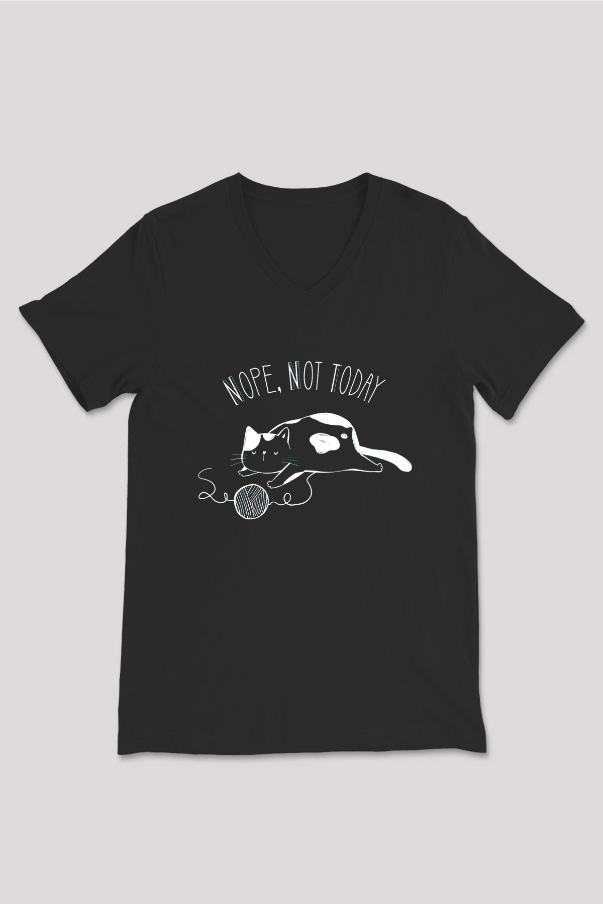 Nope Not Today Baskılı Unisex Siyah  V Yaka Tişört