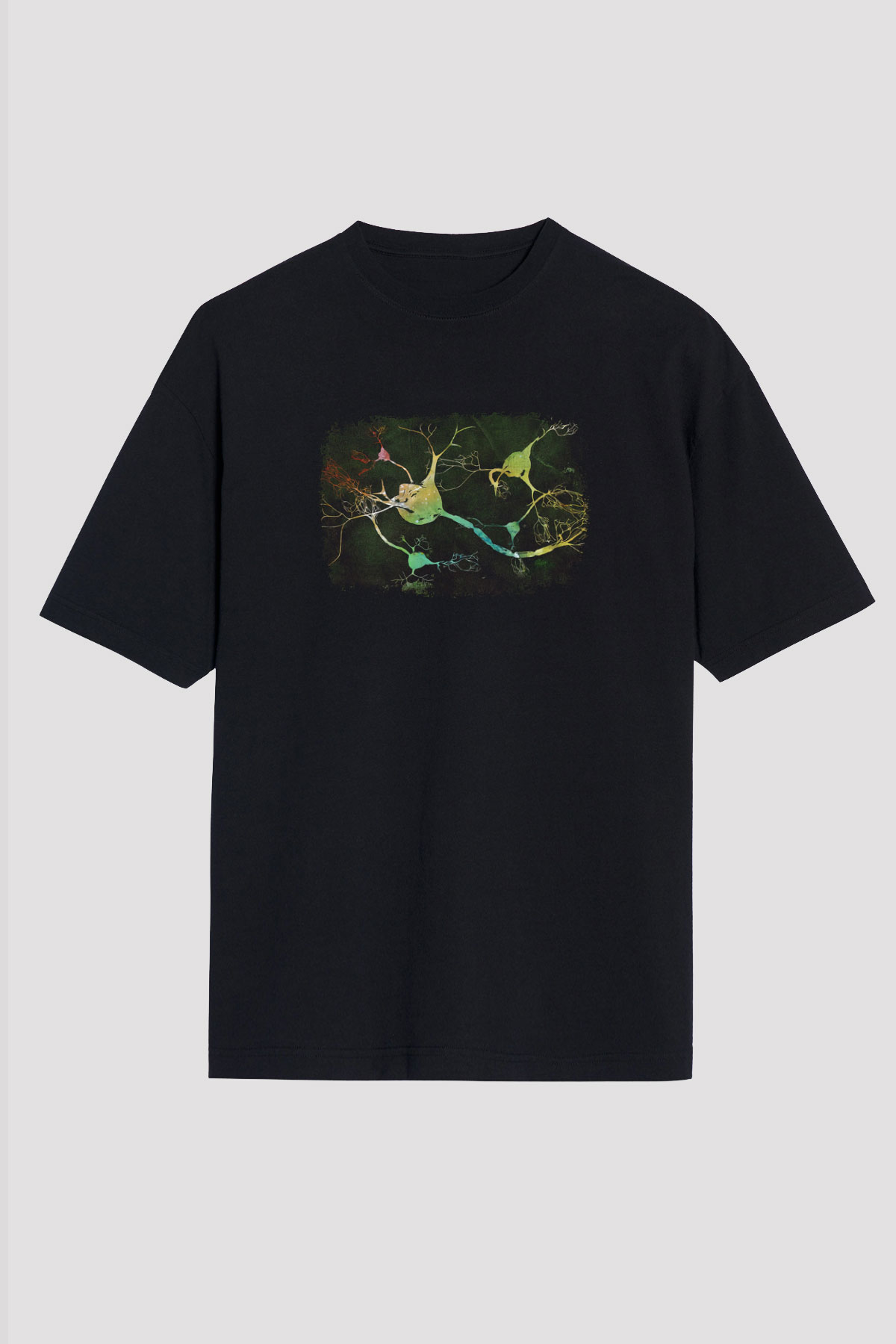 Nöronlar Baskılı Unisex Oversize Tişört - Tshirt