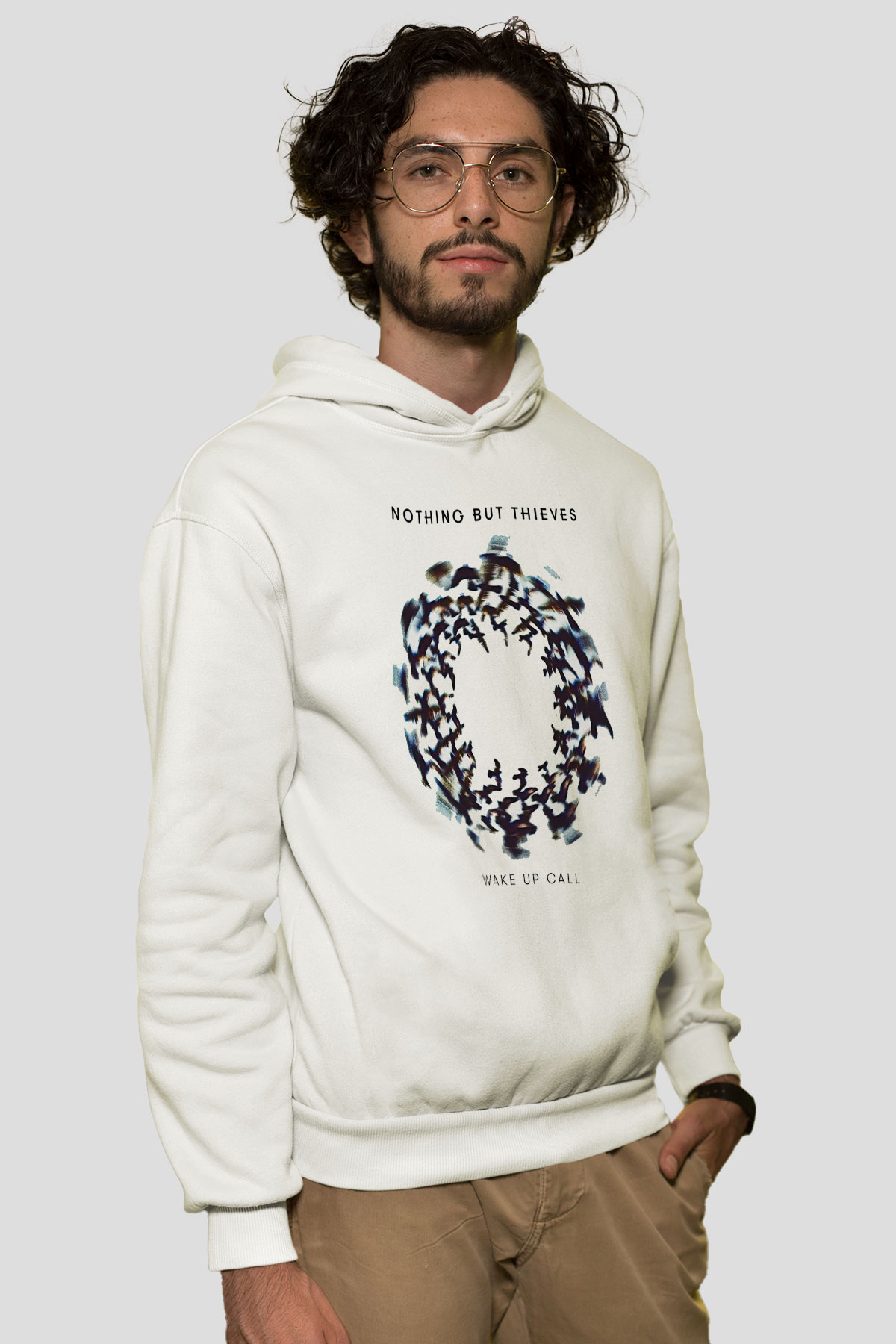 Nothing But Thieves Baskılı Beyaz Unisex Kapüşonlu Sweatshirt