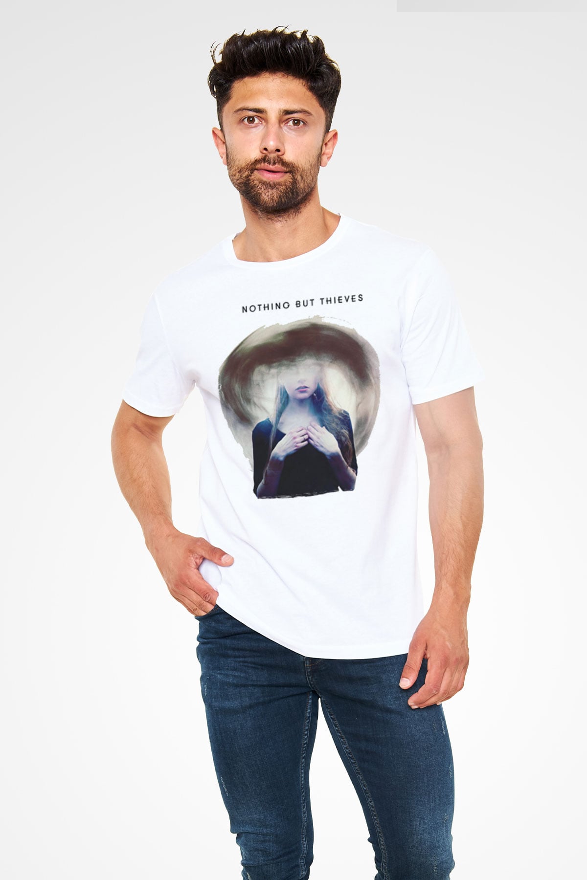 Nothing But Thieves Baskılı Unisex Beyaz Tişört - Tshirt