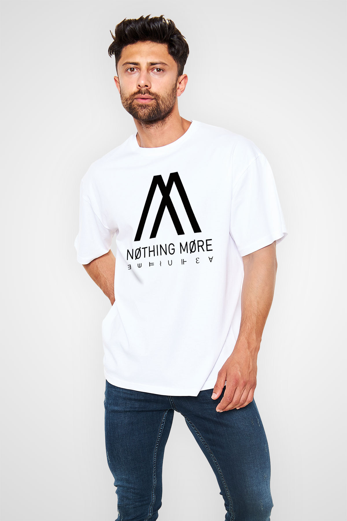 Nothing More Beyaz Unisex Oversize Tişört T-Shirt