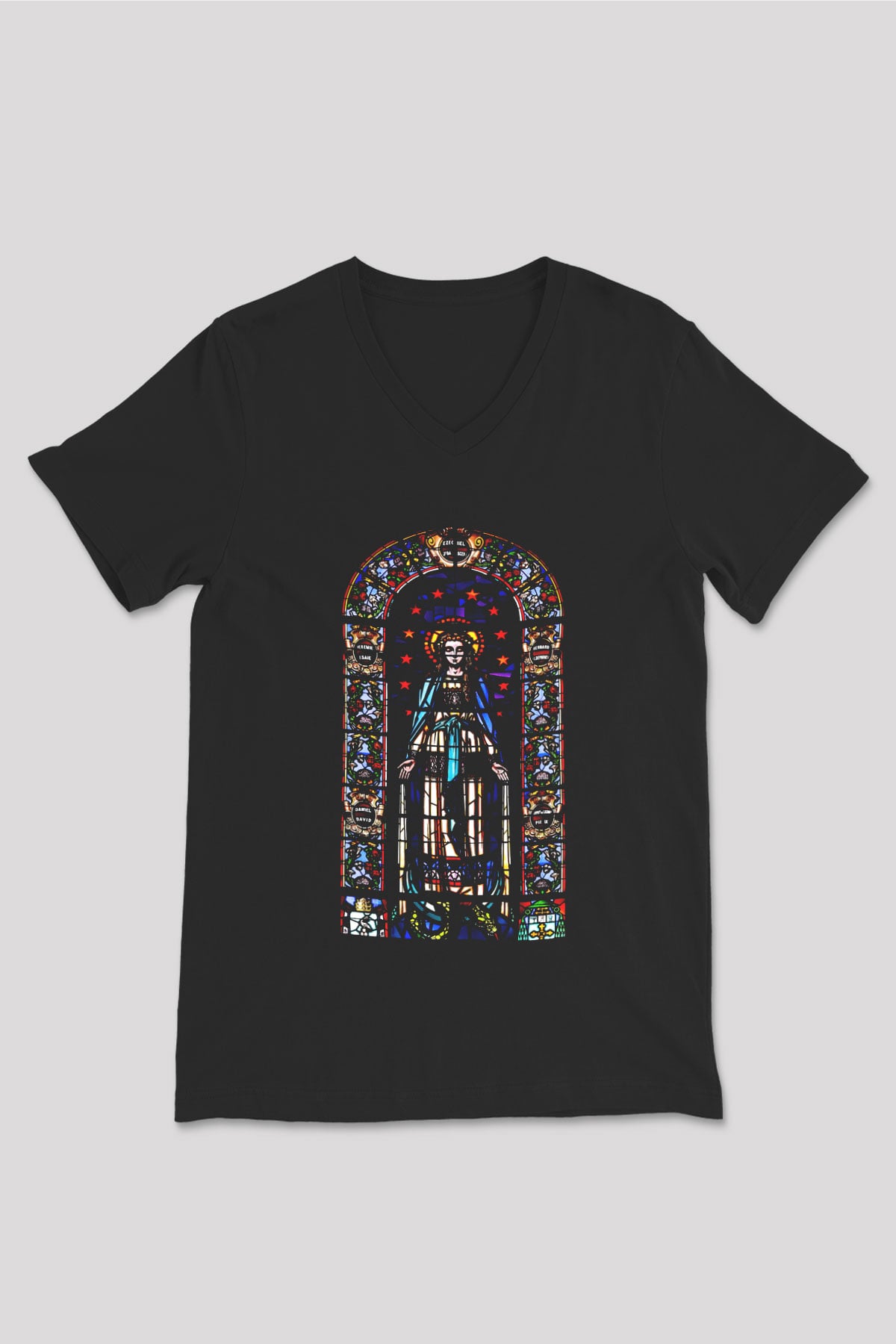 Notre Dame Katedrali Siyah Unisex V Yaka Tişört T-Shirt
