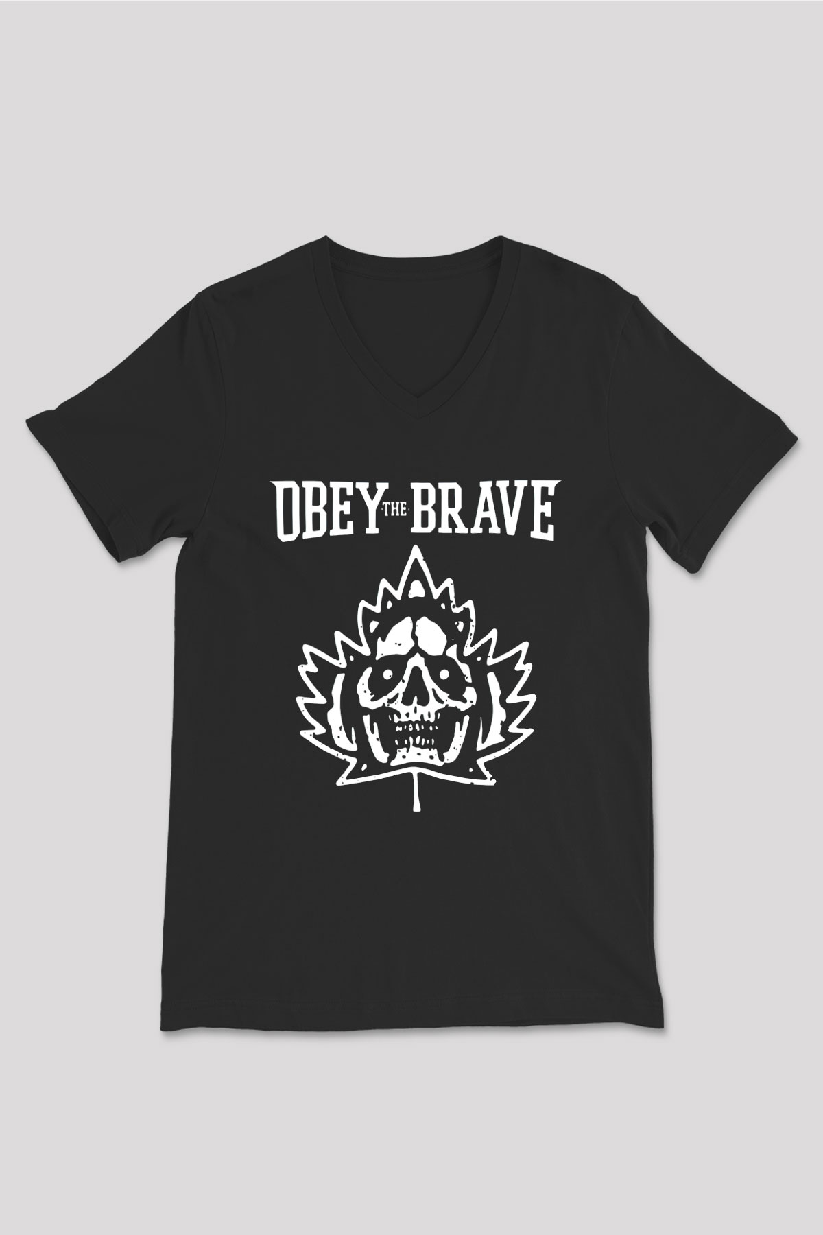 Obey the Brave Siyah Unisex V Yaka Tişört