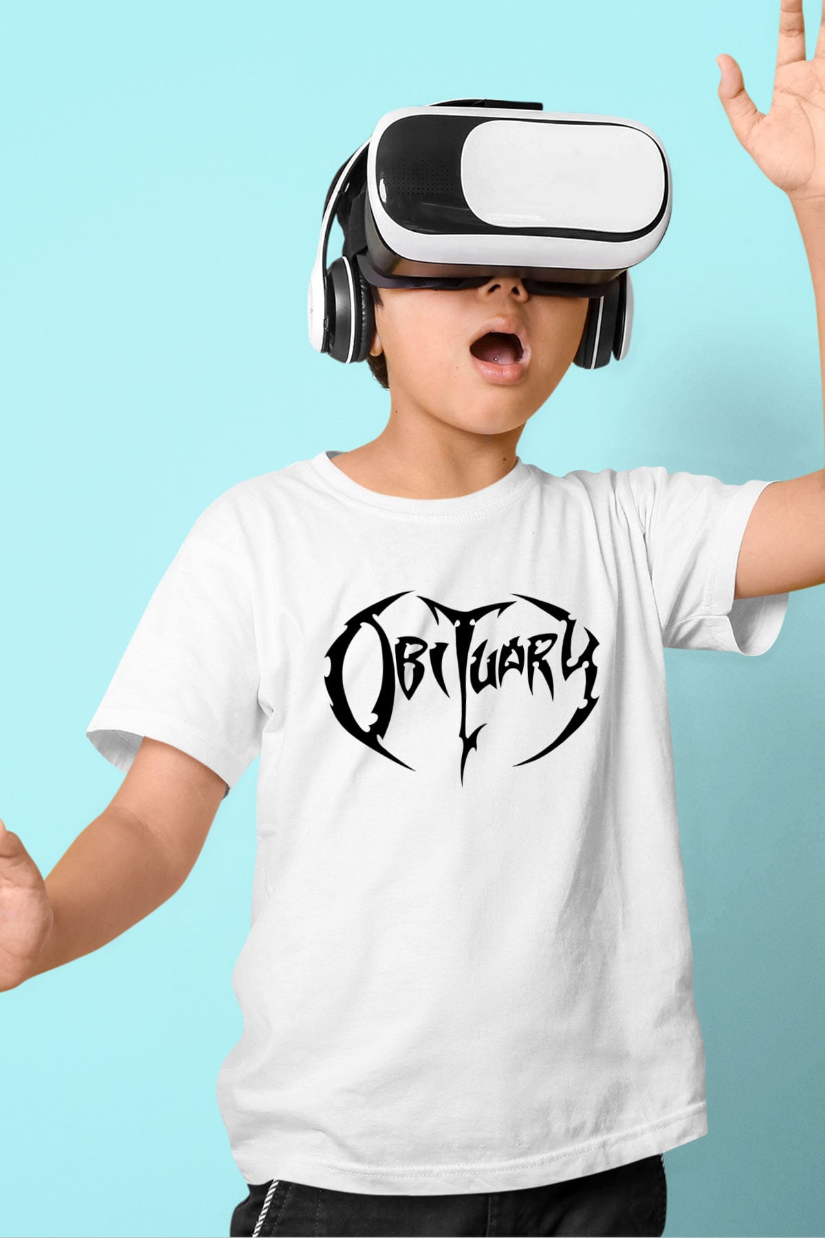 Obituary Baskılı Beyaz Unisex Çocuk Tişört