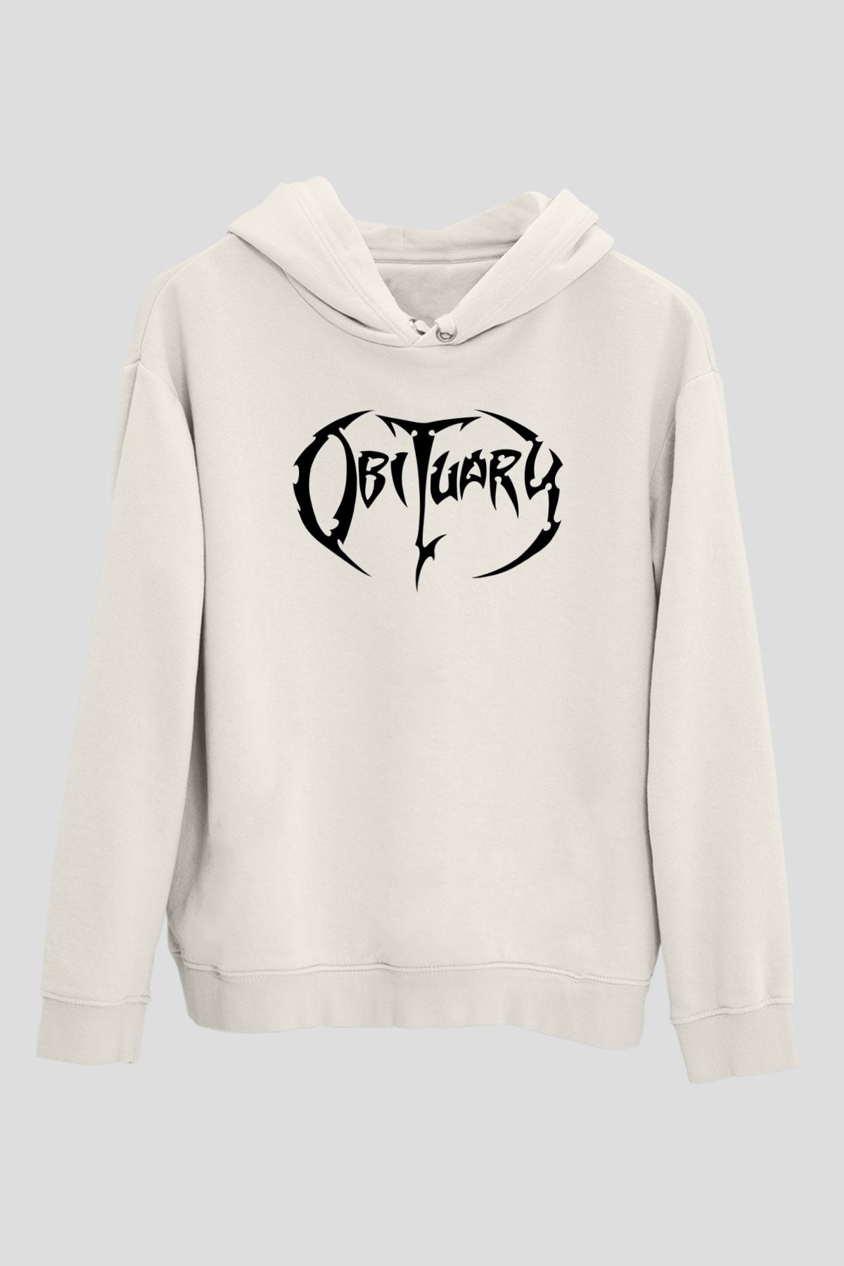 Obituary Beyaz Unisex Kapşonlu Sweatshirt