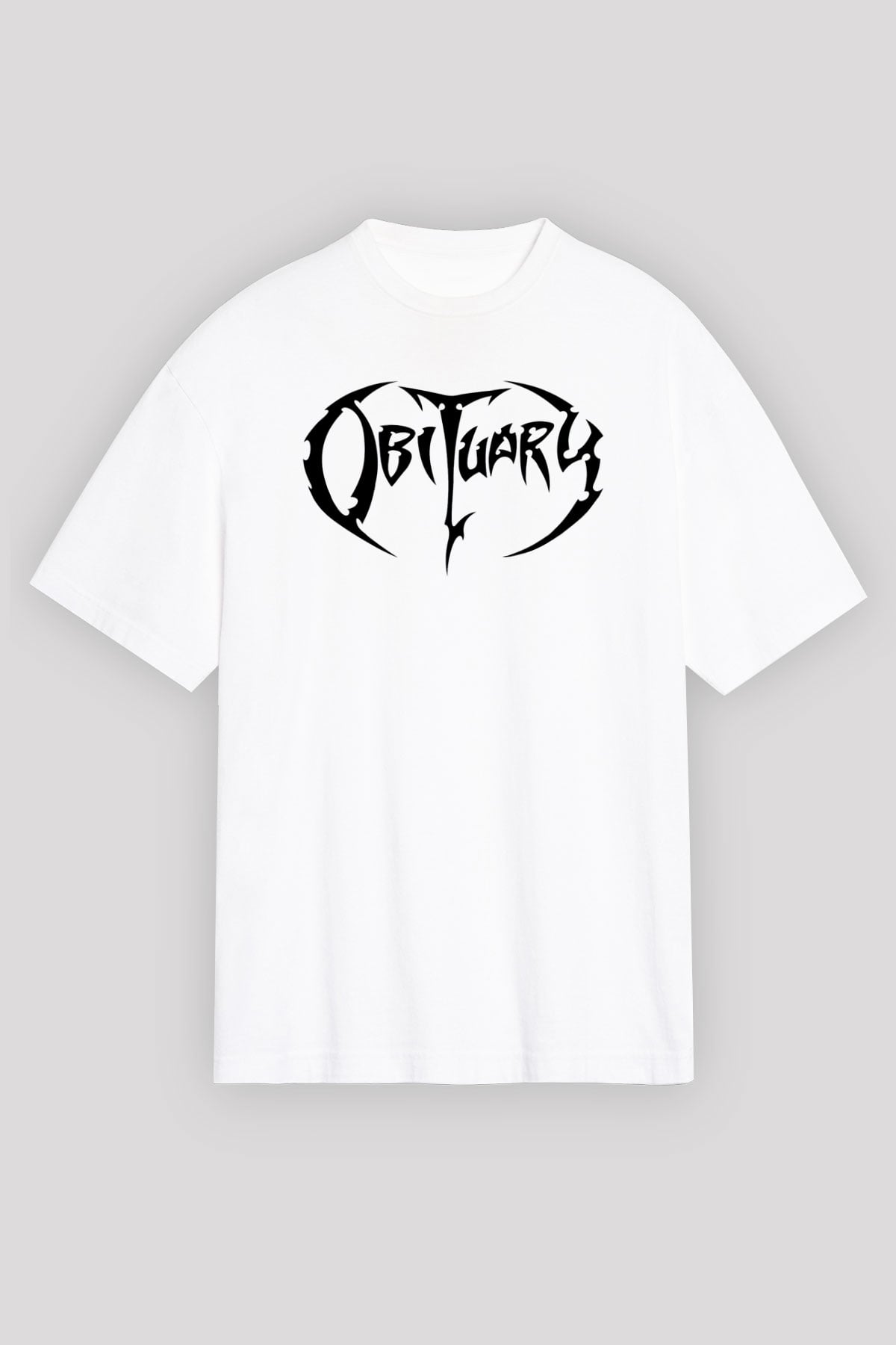 Obituary Beyaz Unisex Oversize Tişört T-Shirt