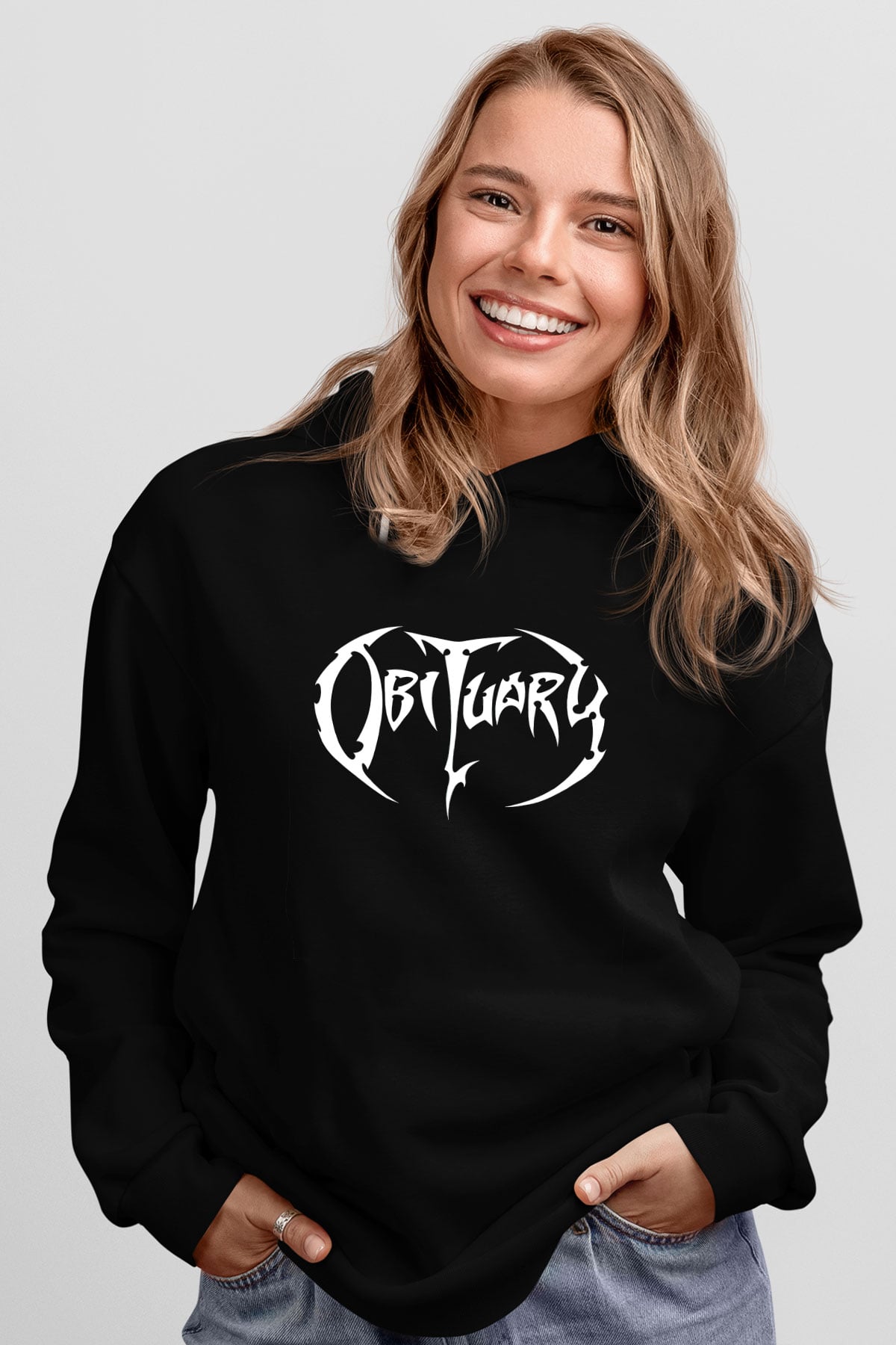 Obituary Siyah Unisex Hoodie