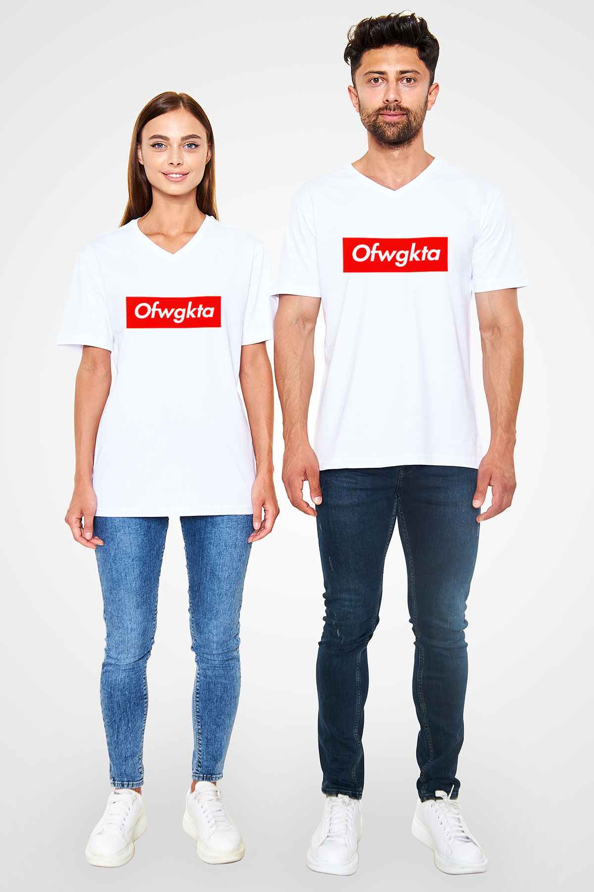 Odd Future Beyaz Unisex V Yaka Tişört T-Shirt