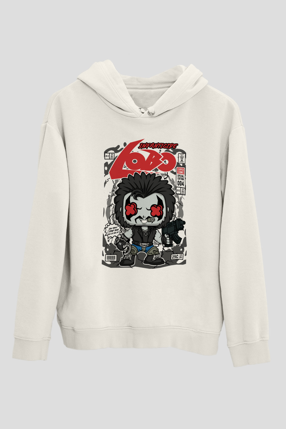 Ödül Avcısı Baskılı Unisex Beyaz Hoodie