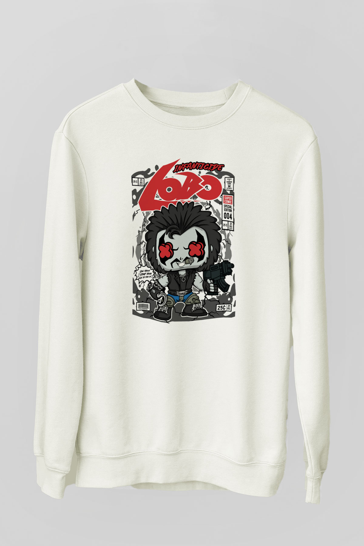 Ödül Avcısı Baskılı Unisex Beyaz Sweatshirt