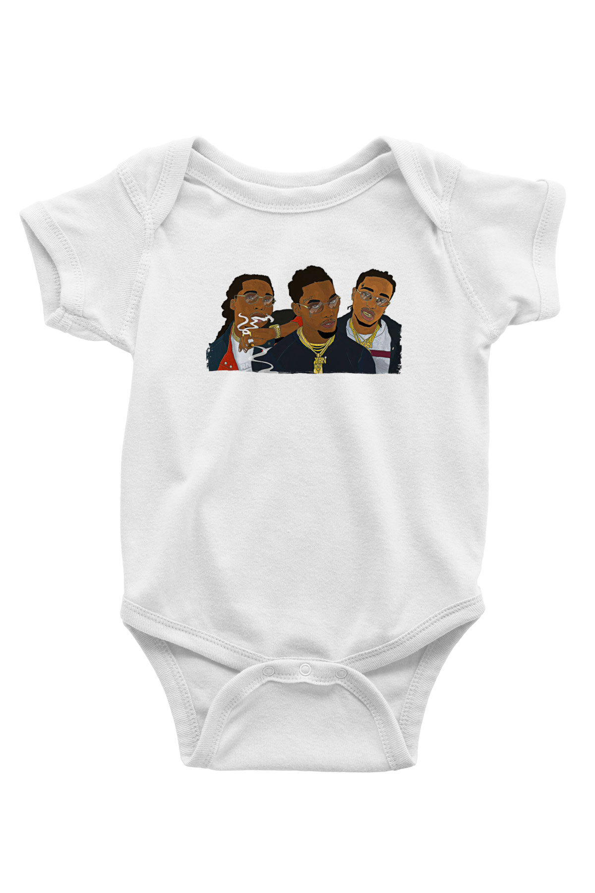 Offset Baskılı Beyaz Unisex Bebek Body - Zıbın