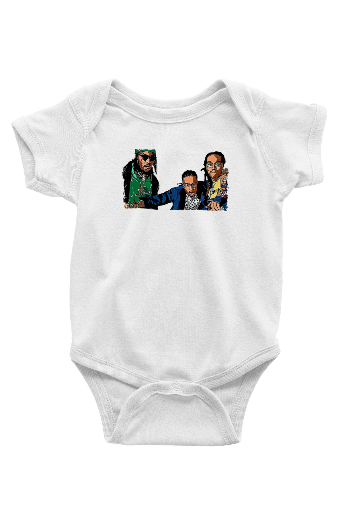 Offset Baskılı Beyaz Unisex Bebek Body - Zıbın