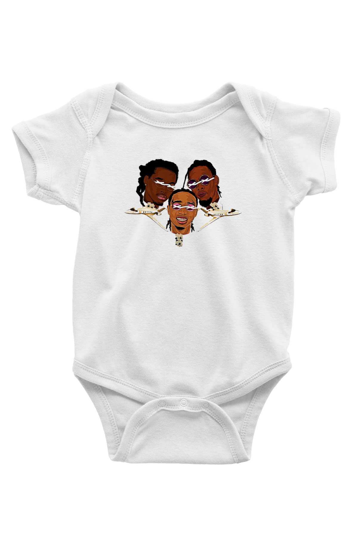 Offset Baskılı Beyaz Unisex Bebek Body - Zıbın