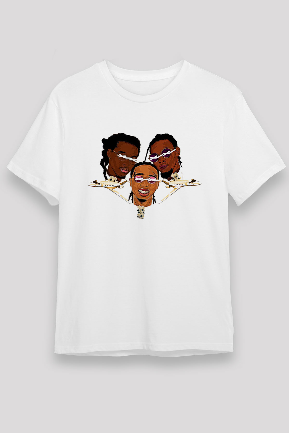 Offset Baskılı Unisex Beyaz Tişört - Tshirt