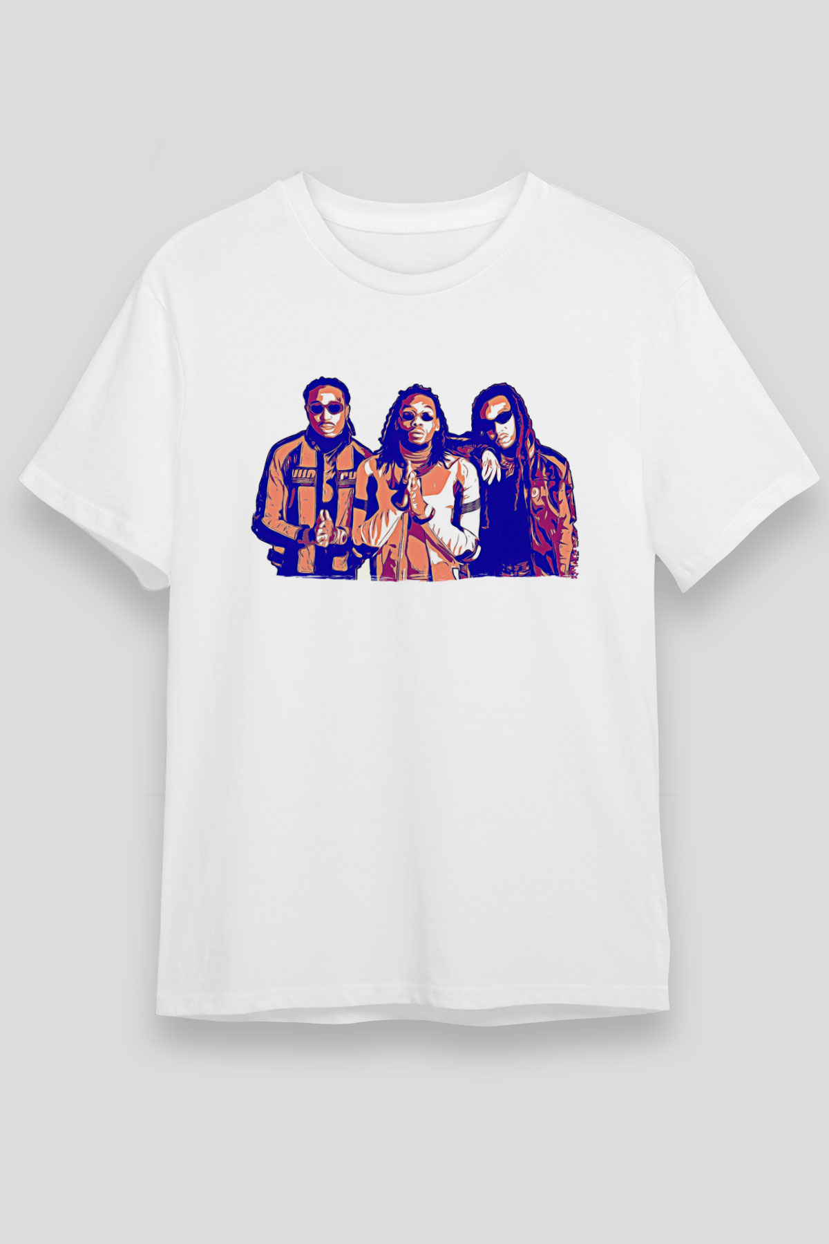 Offset Baskılı Unisex Beyaz Tişört - Tshirt