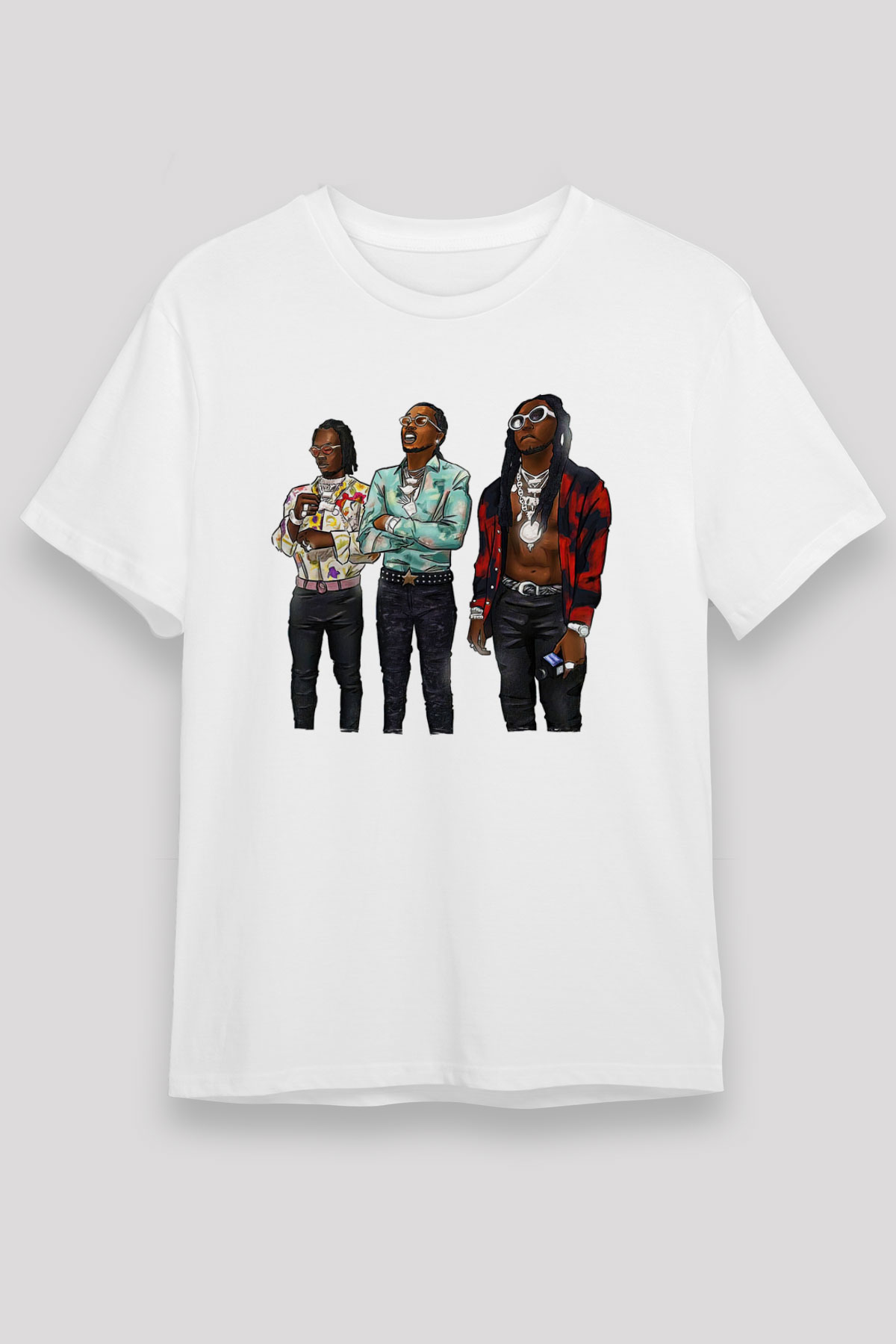 Offset Baskılı Unisex Beyaz Tişört - Tshirt